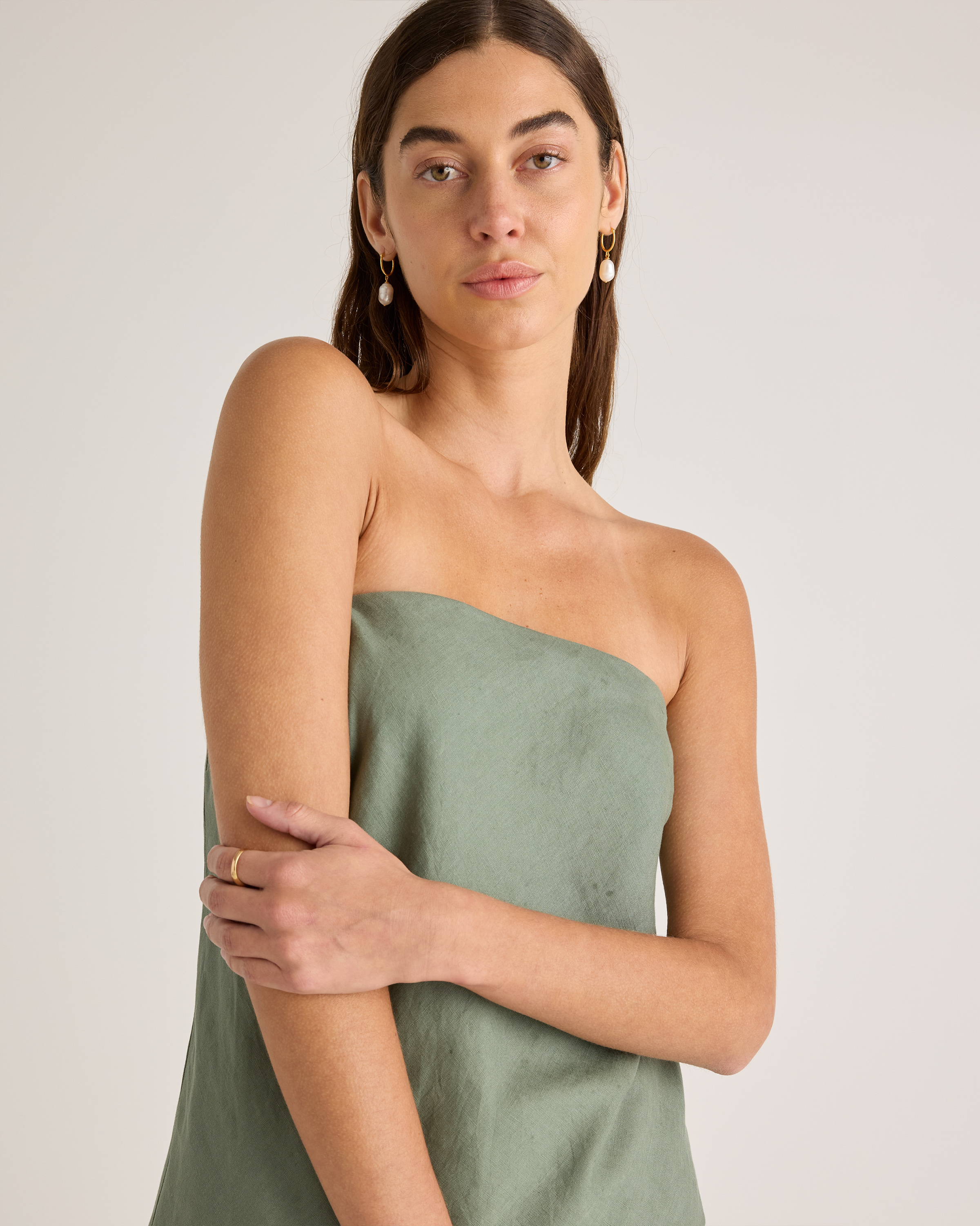 100% European Linen Strapless Top