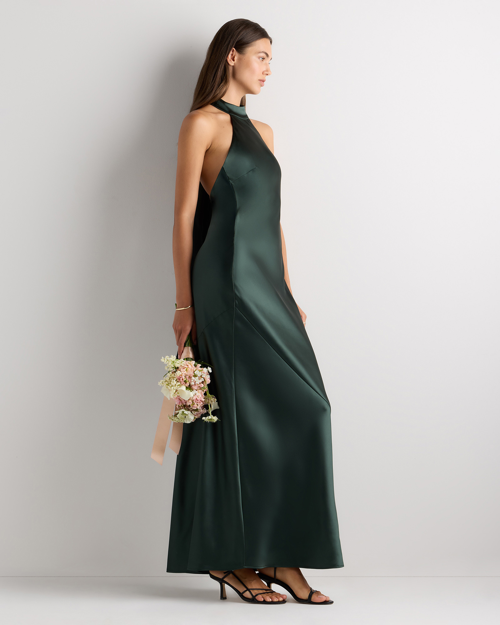 forest green satin maxi dress Forest Green Pleated Satin Dolman Sleeve Maxi Dress