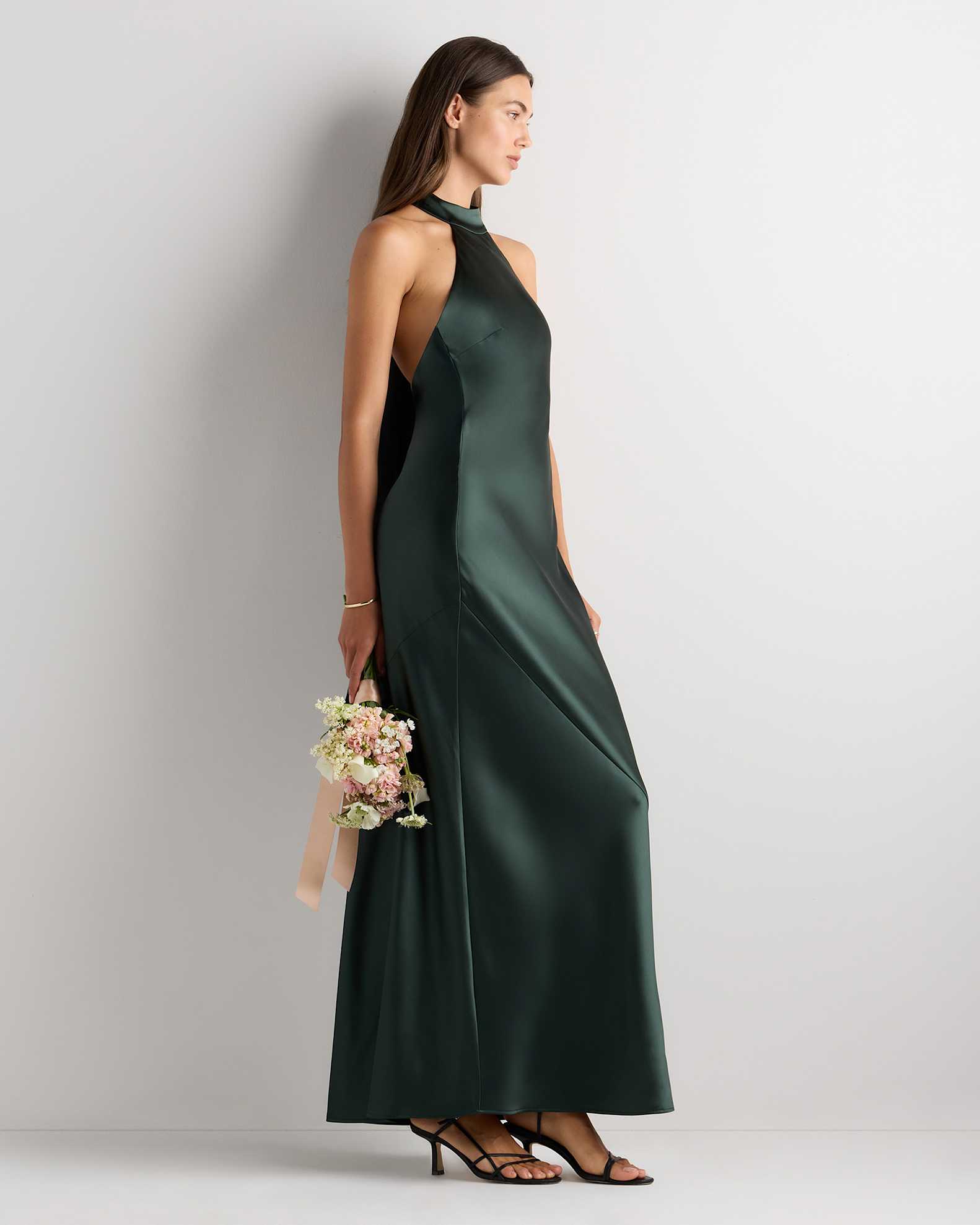 forest green satin maxi dress Forest Green Pleated Satin Dolman Sleeve Maxi Dress