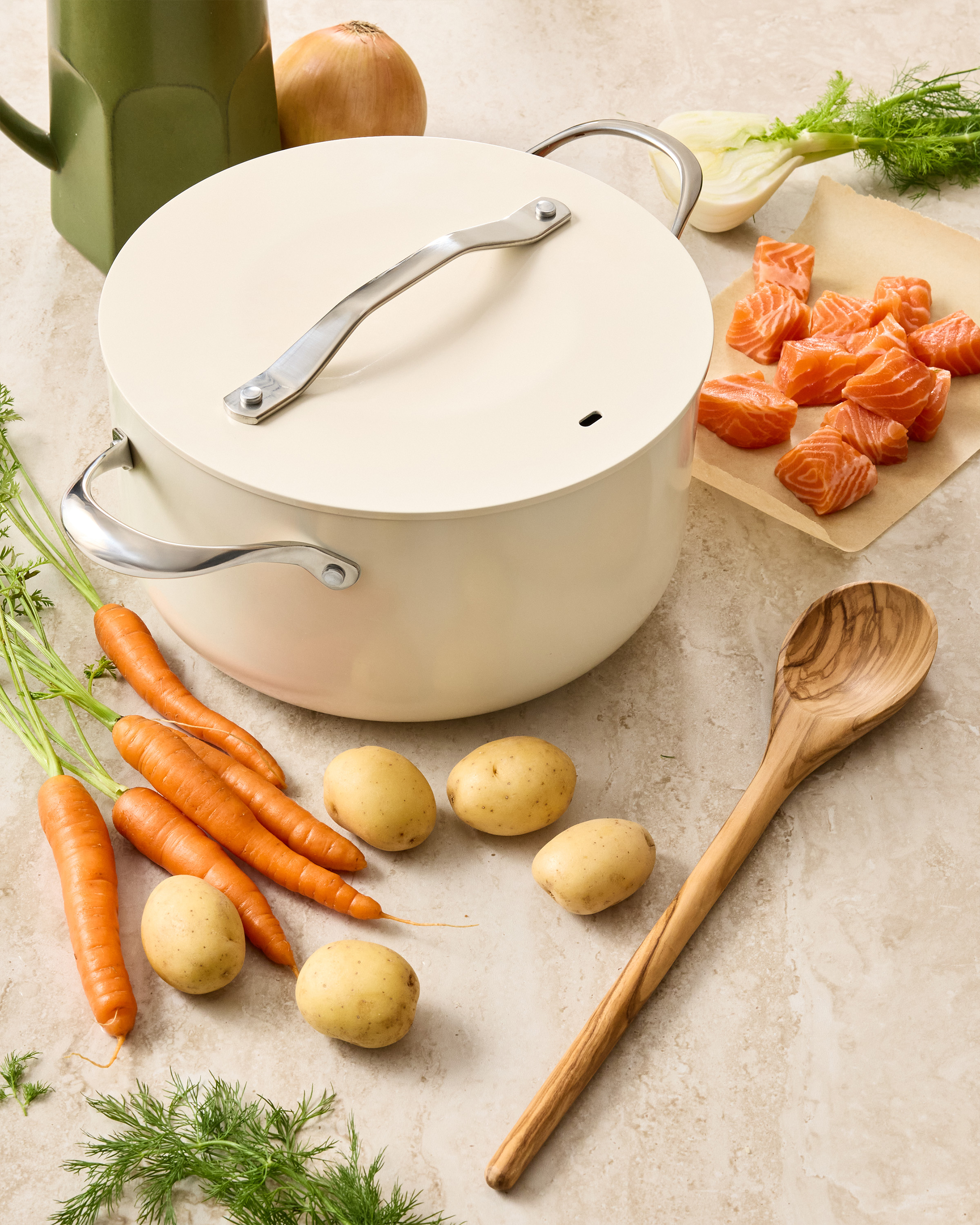 Ivory Ceramic Nonstick Soup Pot: 6QT