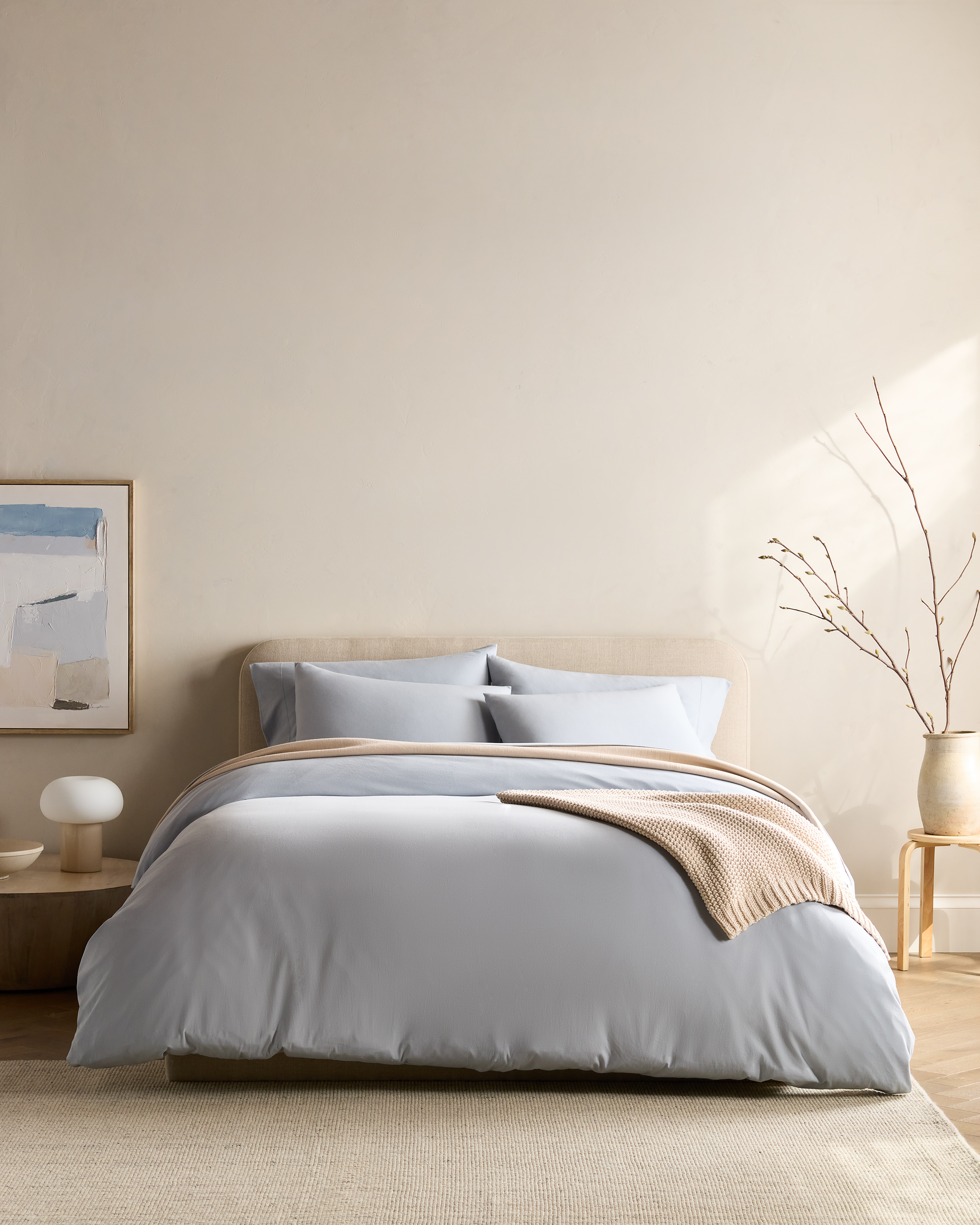 Light Blue Organic Jersey Duvet Cover Set