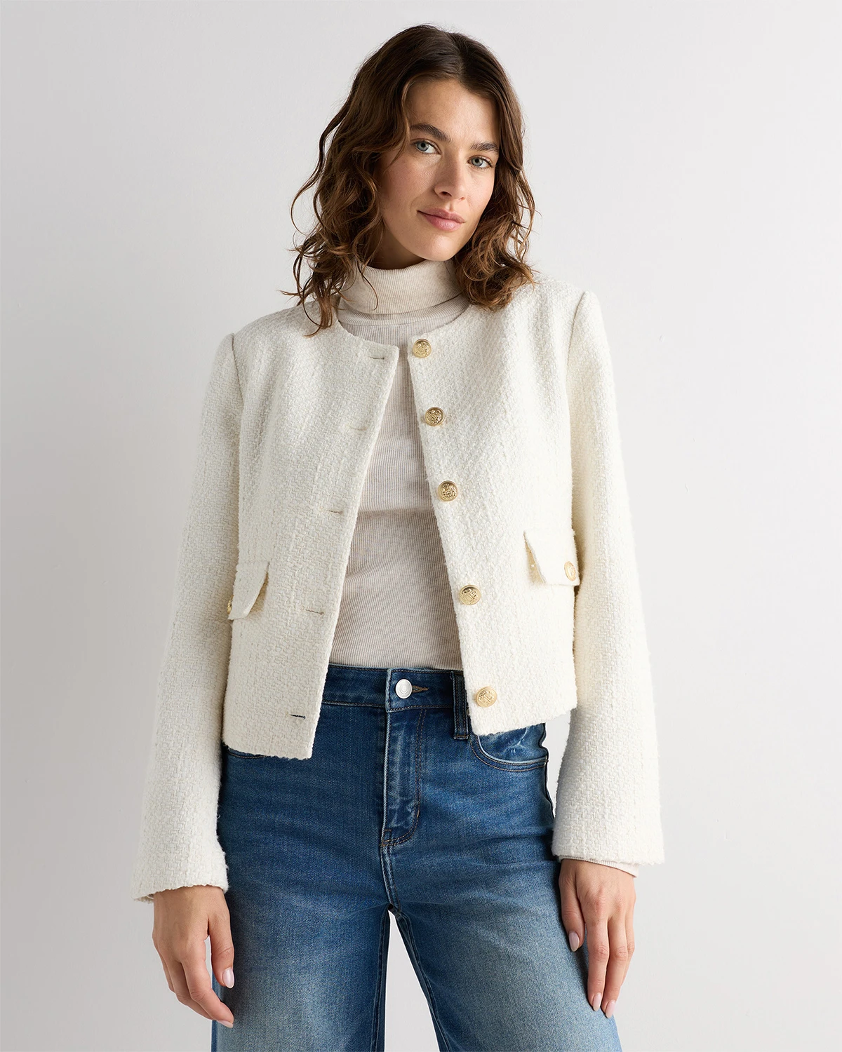 Tweed Collarless Jacket
