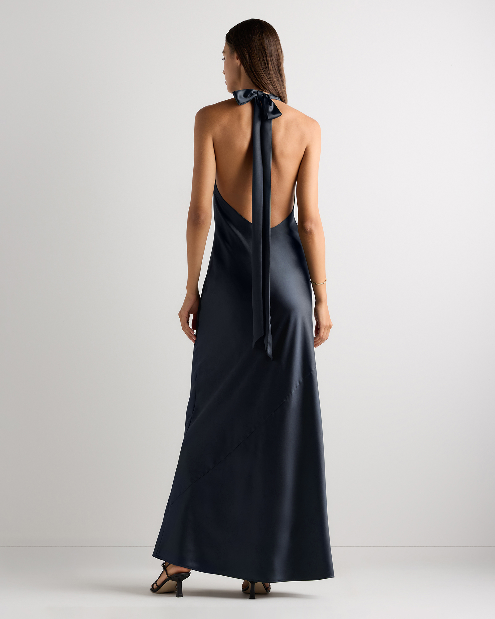 satin dress backless Catalina Stretch smooth slide of satin dev-position-formal-prom-outfits:number:23 KissProm Cami Strap Sheath Size:Large Black satin