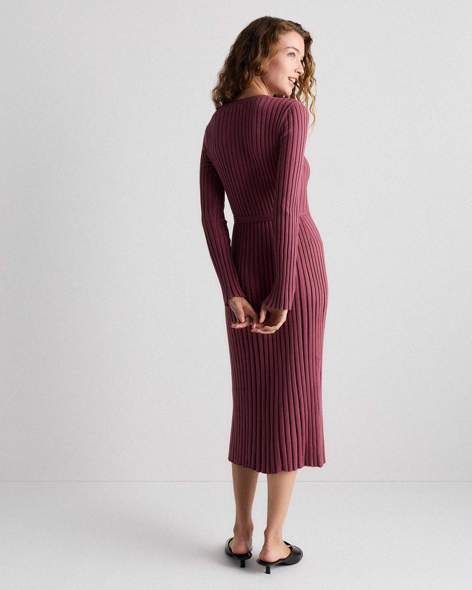 purple ribbed midi dress Purple KarenMillen Viscose Blend Filament Knit Midi Dress
