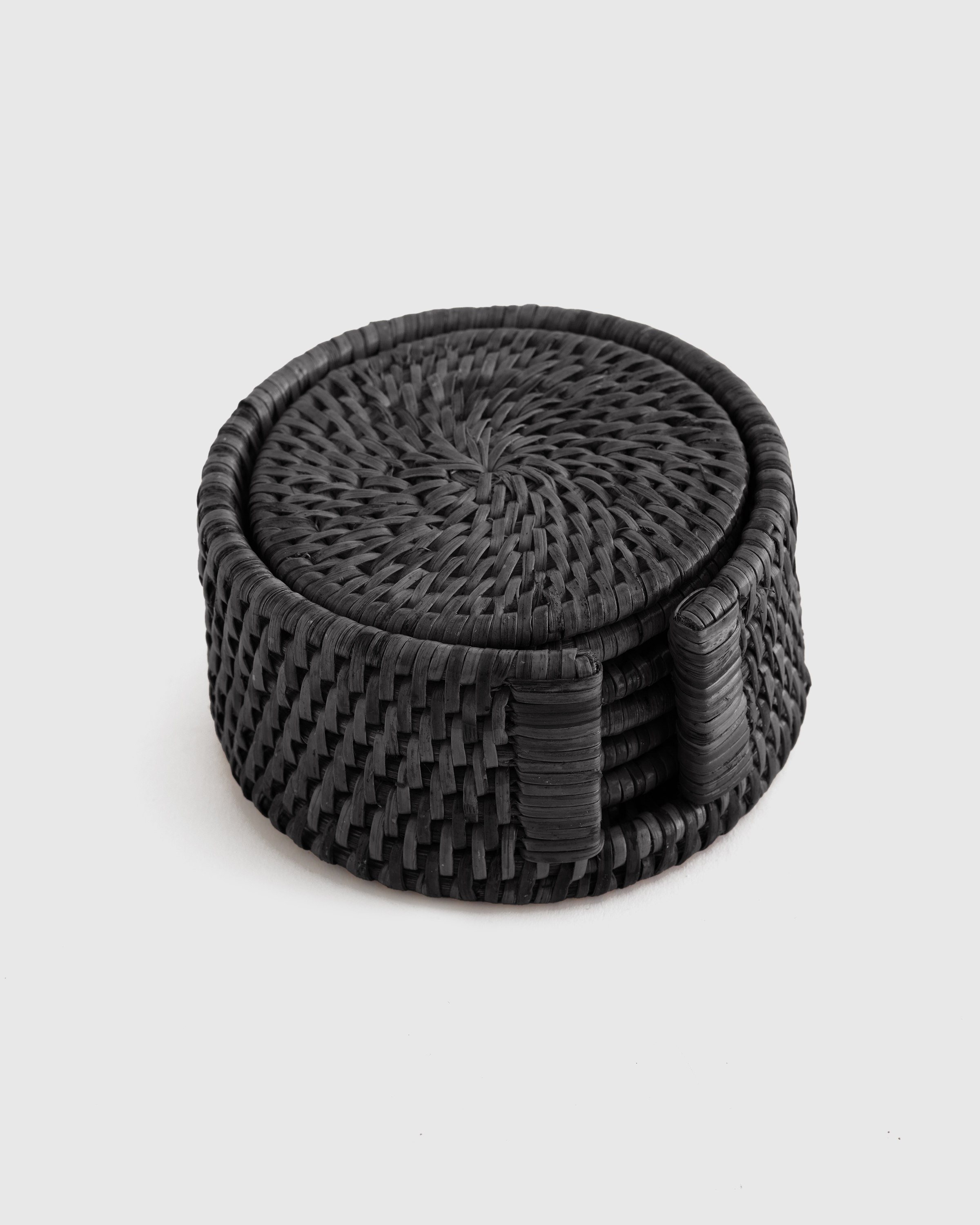 Espresso 7 Piece Round Rattan Coaster Set