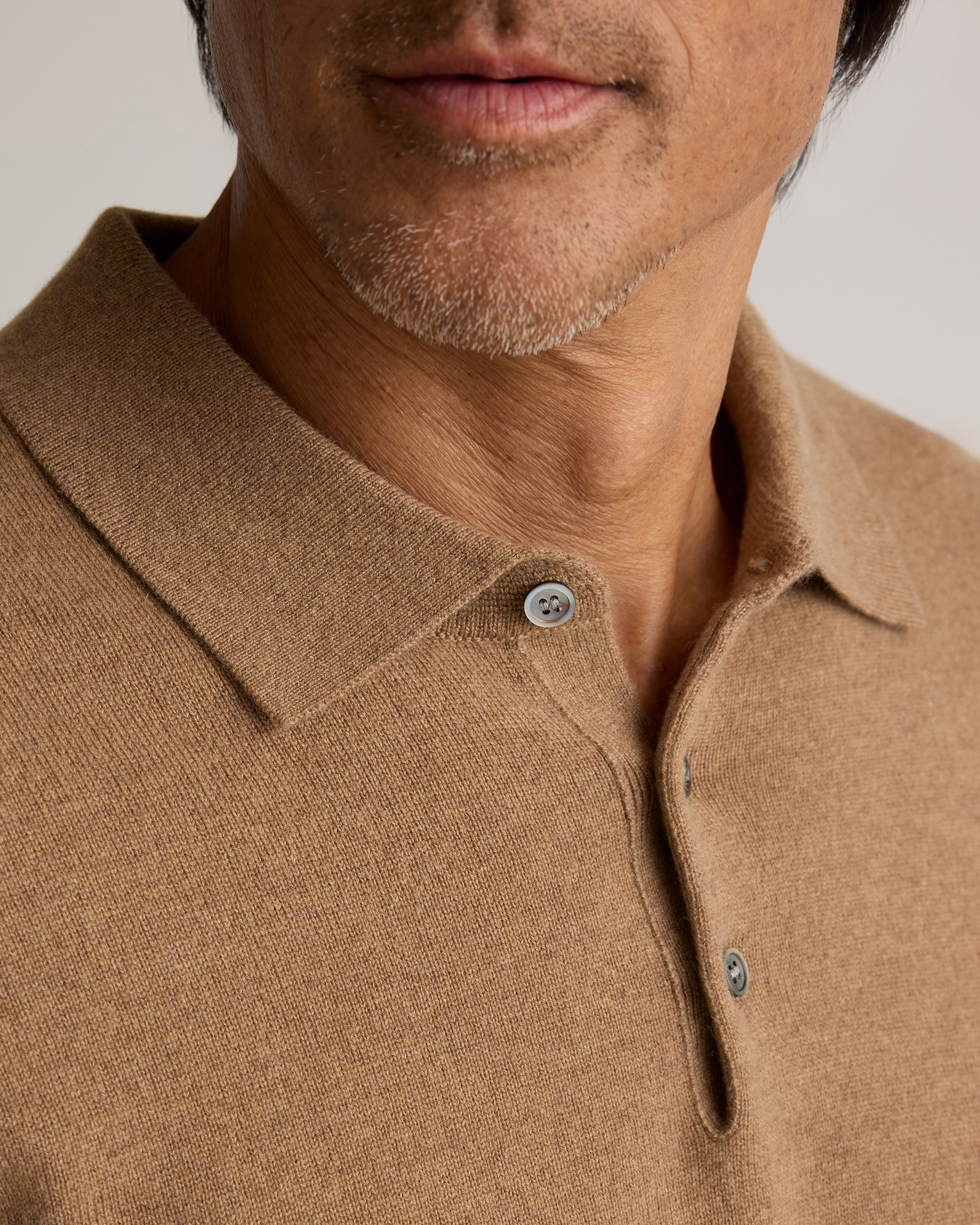 Mongolian Cashmere Polo Sweater in Teak