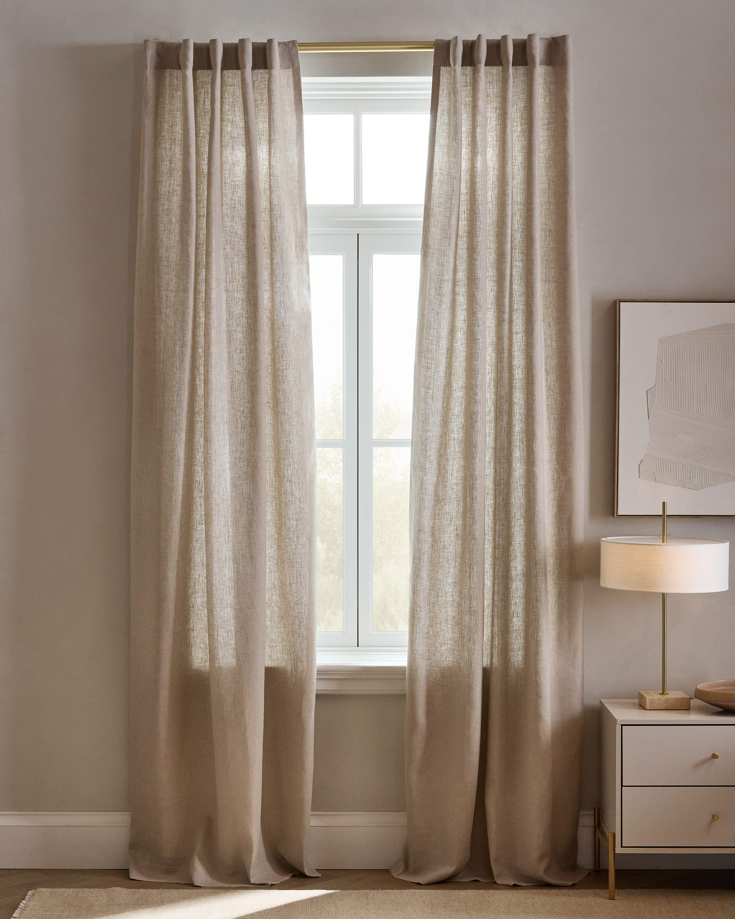 European Linen Curtain - Single Panel, 48x84, Dark Flax