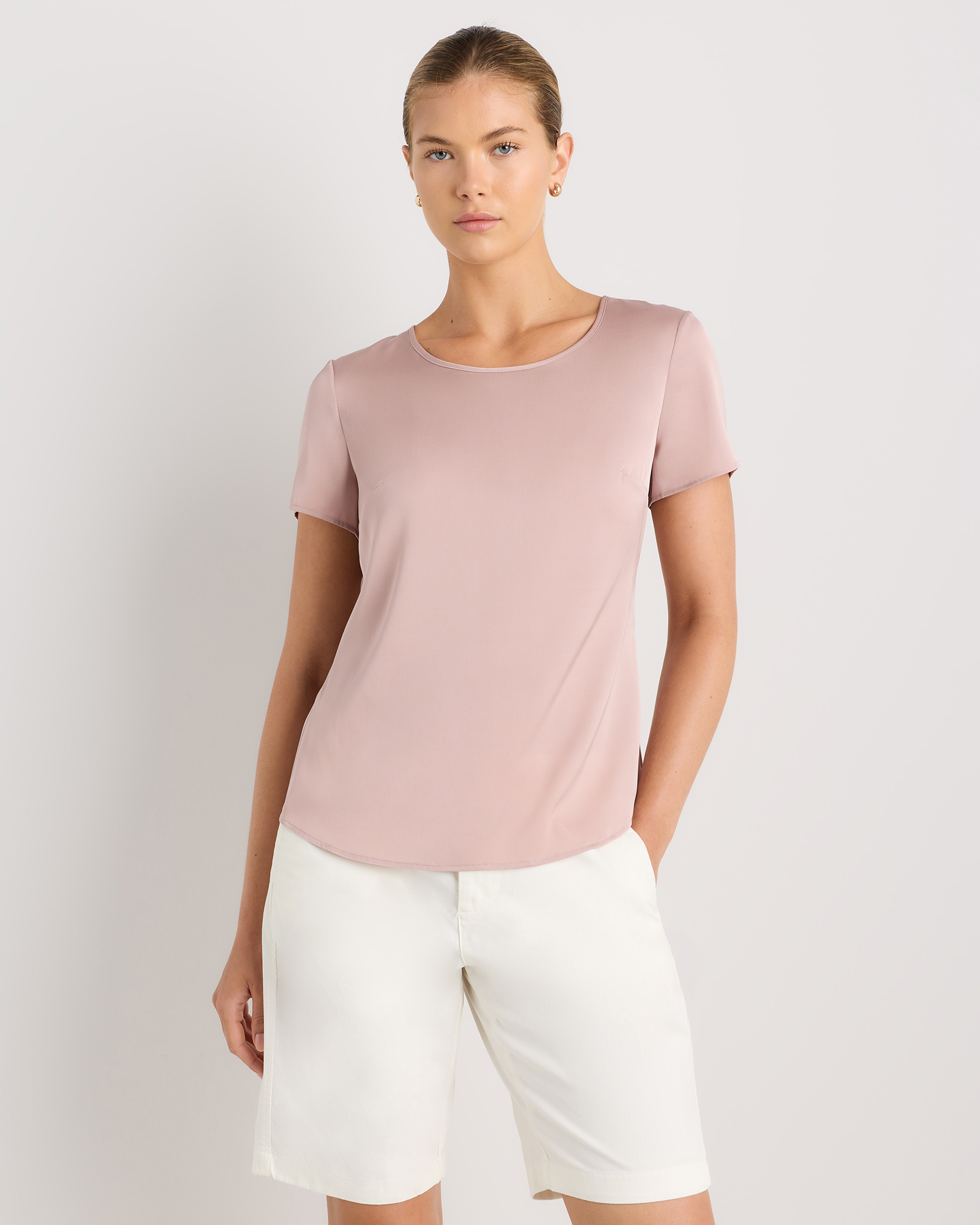 Vintage Pink Washable Stretch Silk Tee