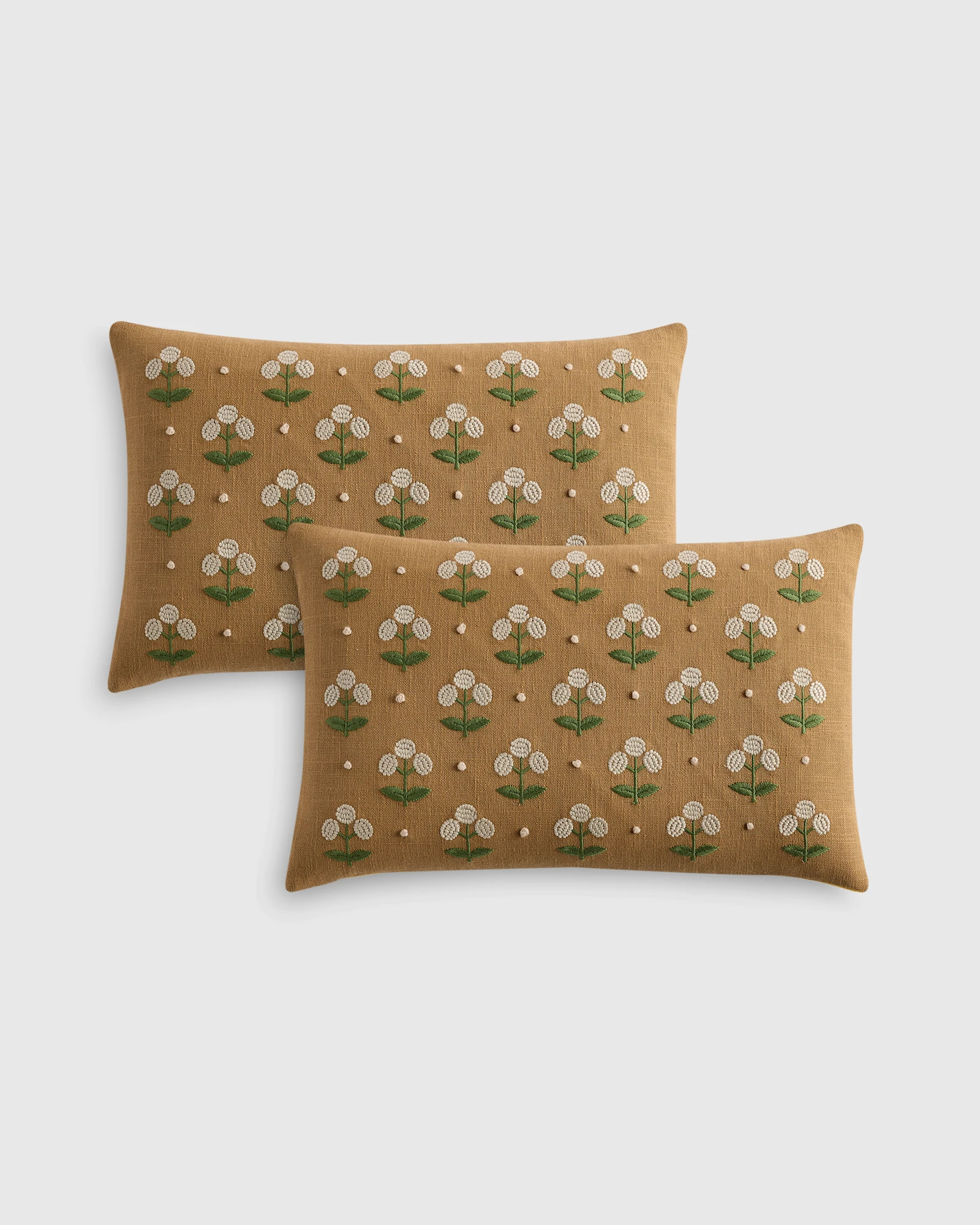 Embroidered Floral Cotton Pillow Cover (Set of 2)
