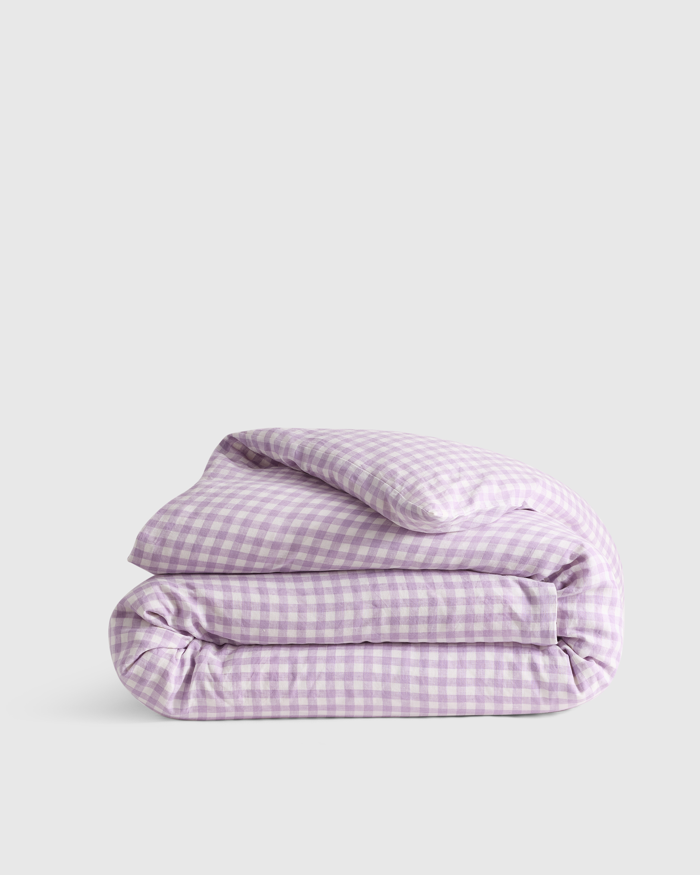 Lavender European Linen Gingham Duvet Cover