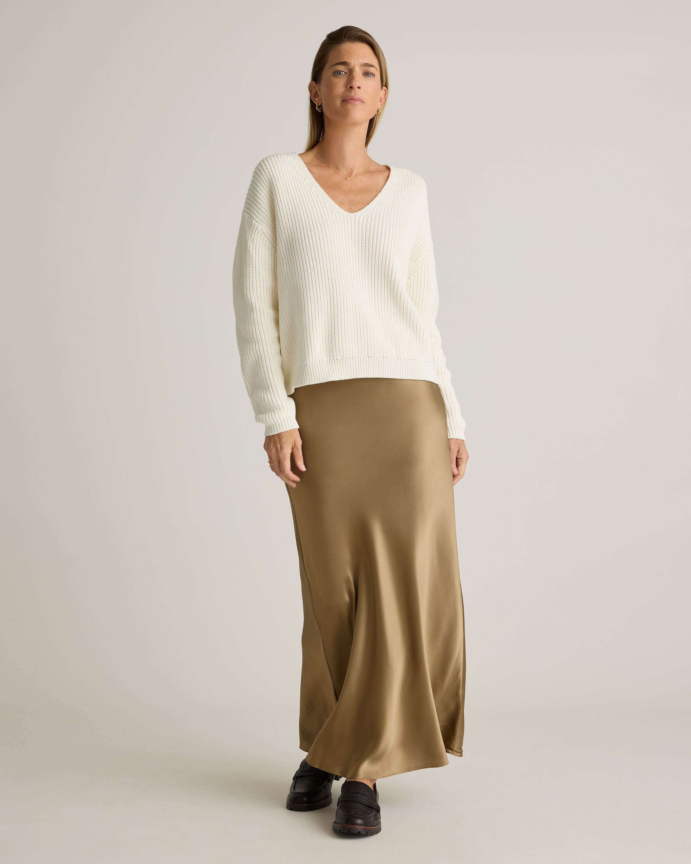 100% Washable Silk Maxi Skirt in Dogwood