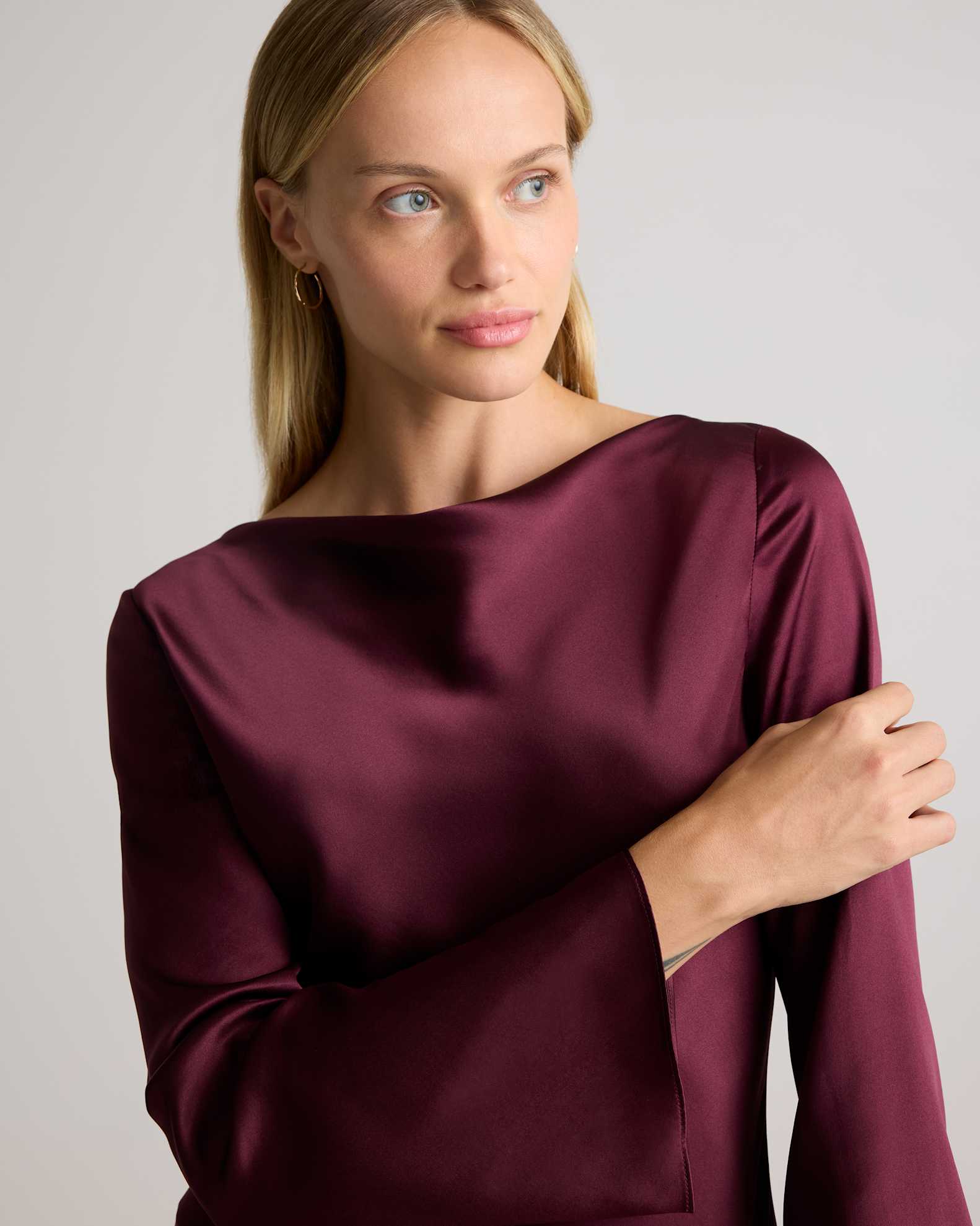 100% Washable Silk Long Sleeve Mini Dress 100% Washable Silk Long Sleeve Mini Dress