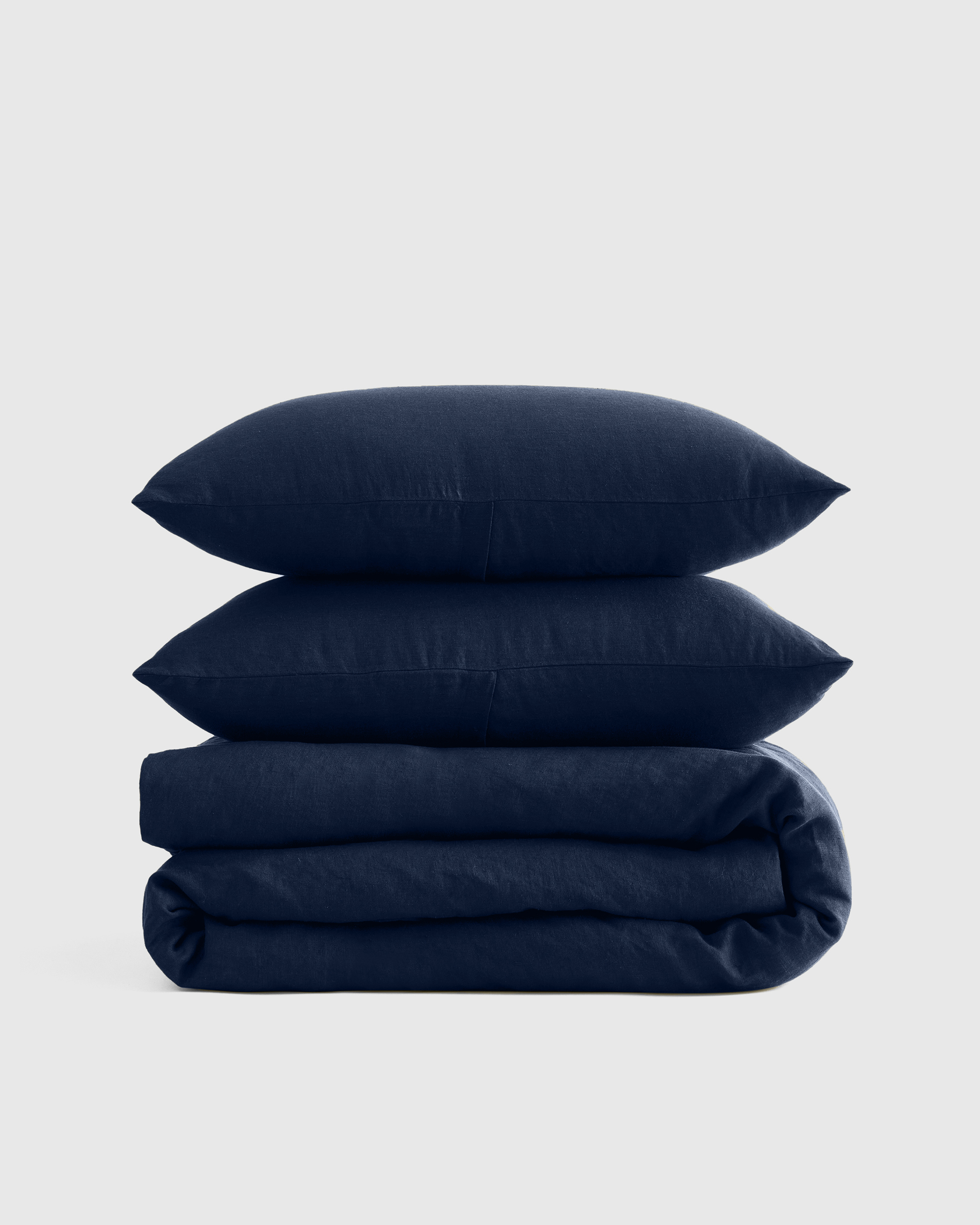 Navy European Linen Duvet Cover Set