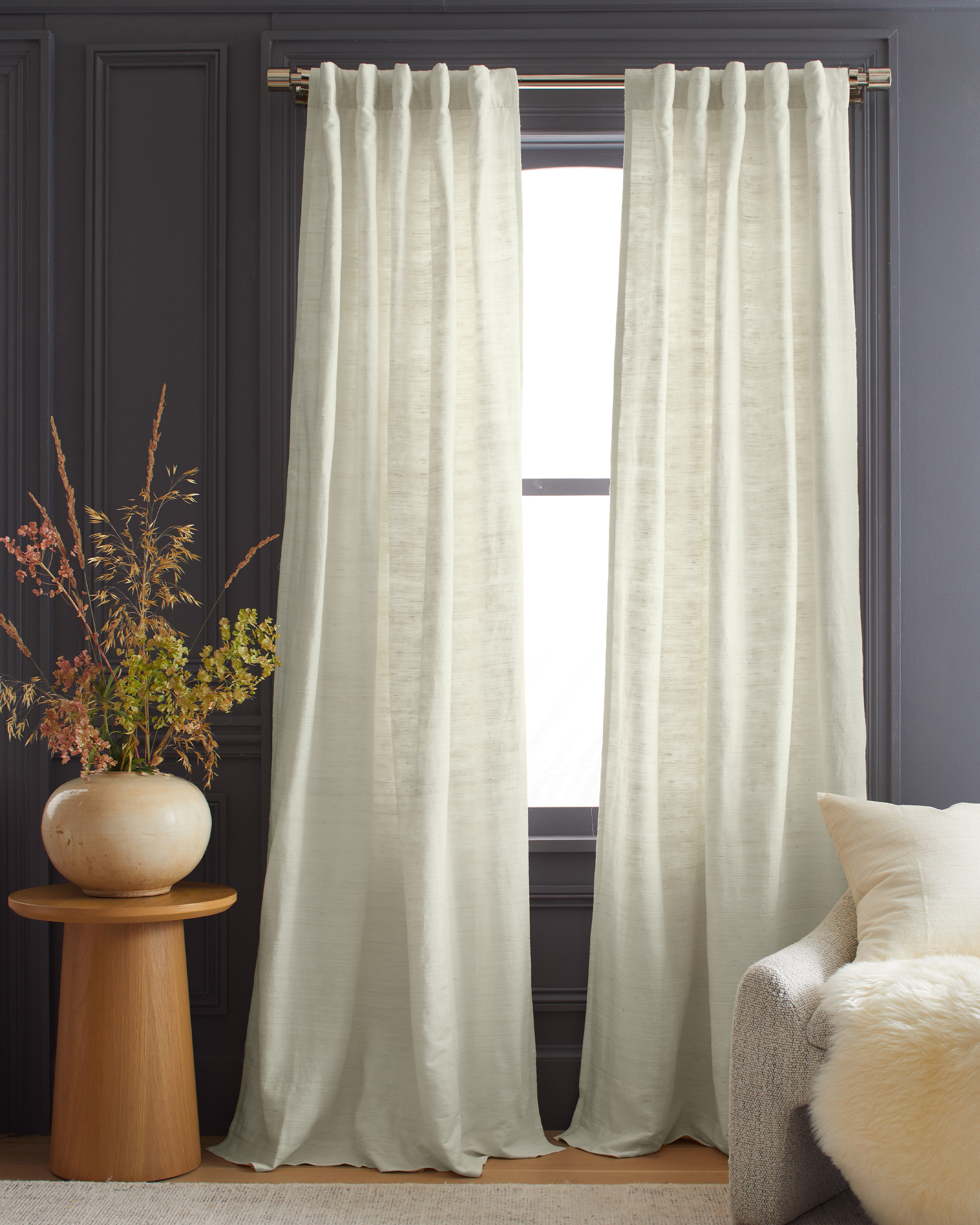 Ivory Raw Silk Curtain