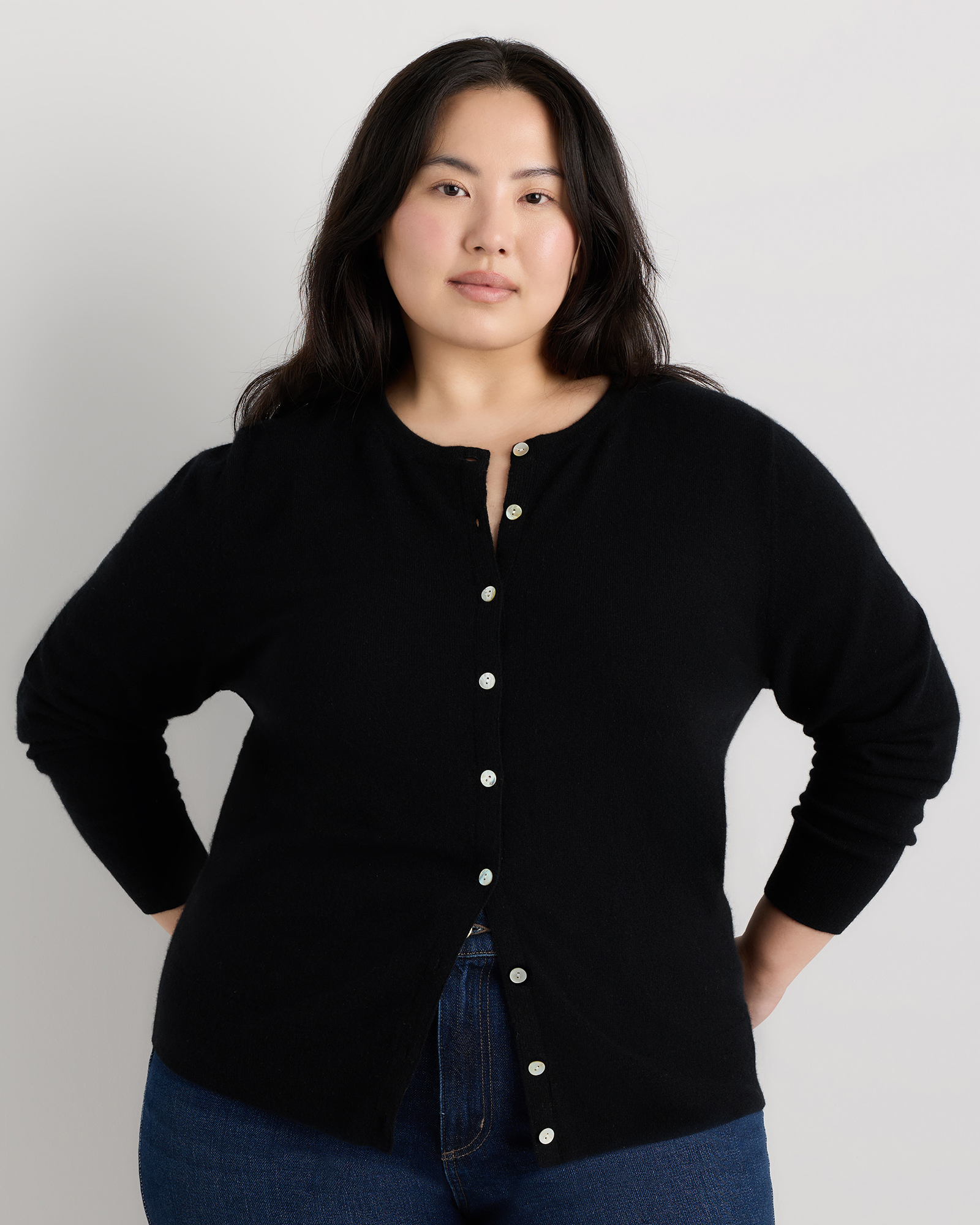 Black Mongolian Cashmere Cardigan Sweater