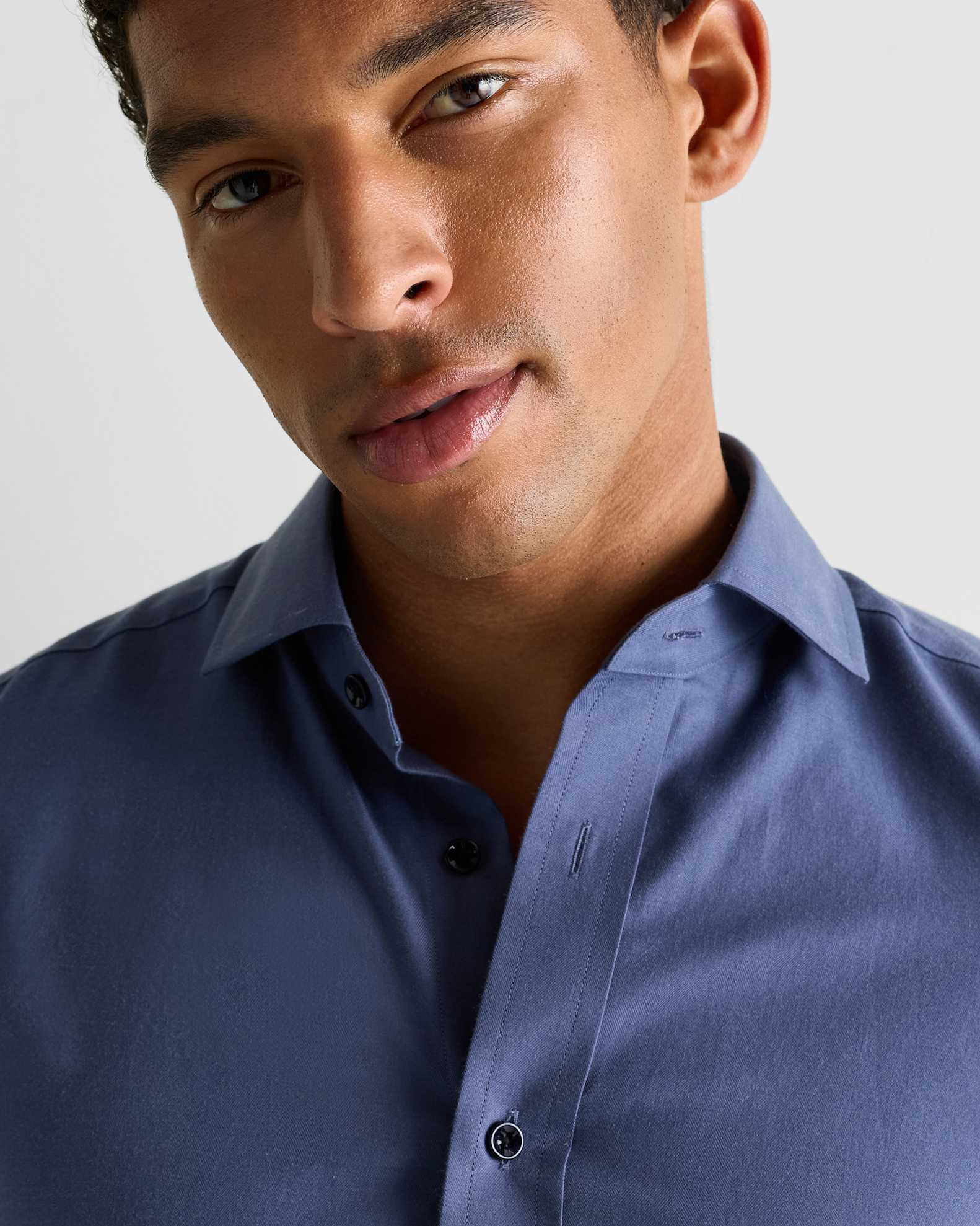 dusty blue dress shirt Wrinkle-Free Light | For Occasions When You Can't Untuck Making It Ideal For All Seasons Slate & Stone Short Sleeve