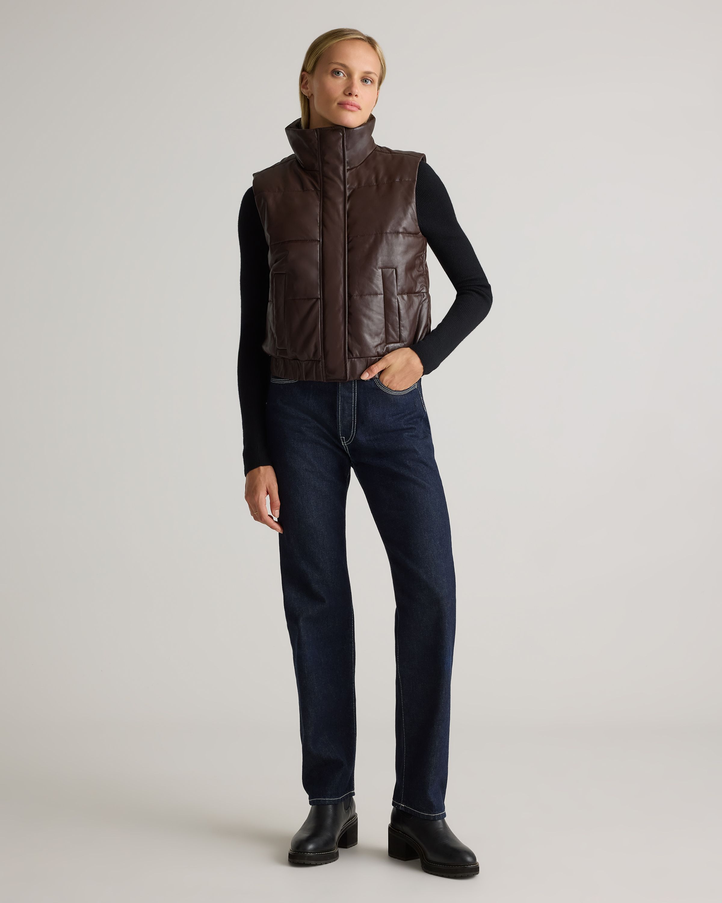100% Leather Puffer Vest