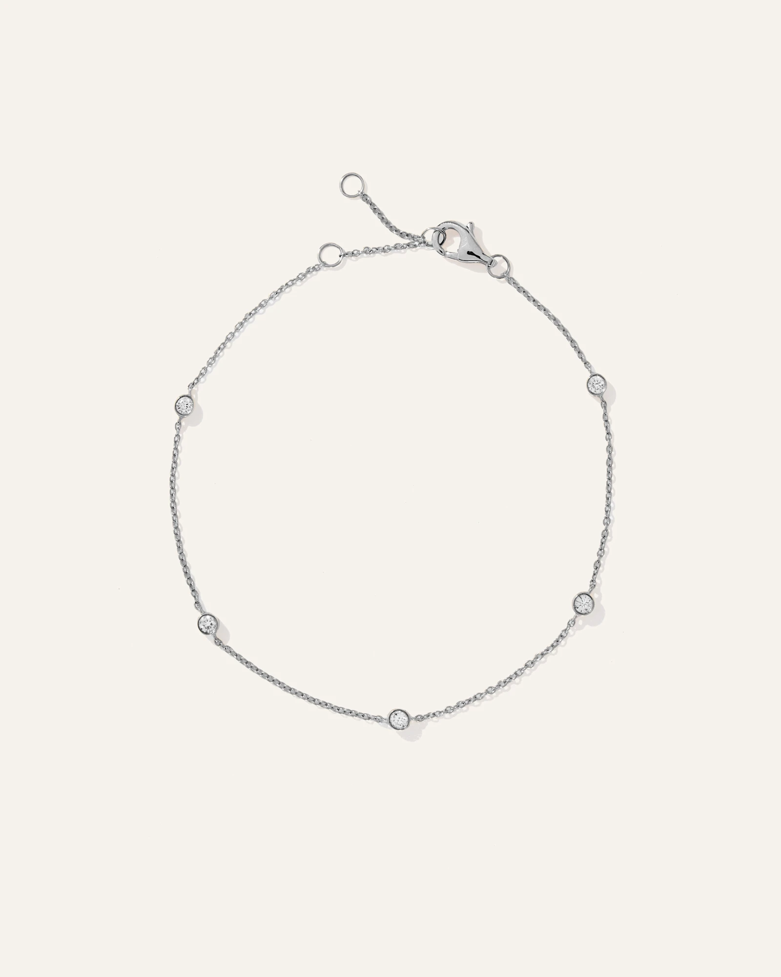 14K Gold Diamond Bezel Station Bracelet