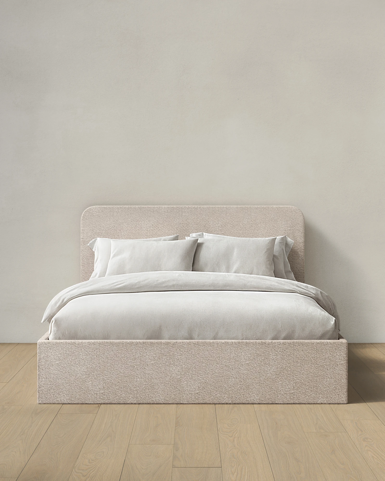 Plush Boucle Curved Bed - Low Headboard