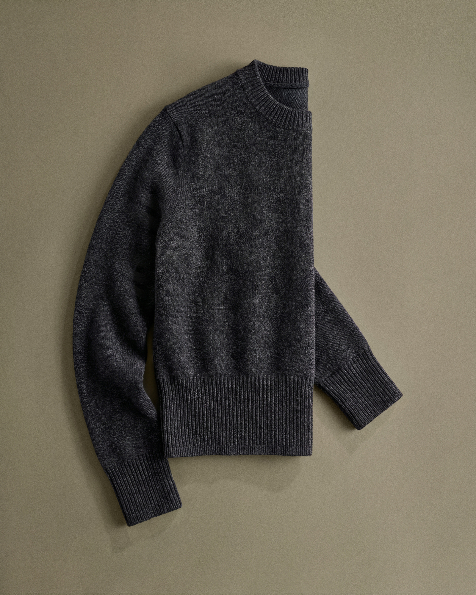 Mongolian Cashmere Shrunken Crewneck Sweater