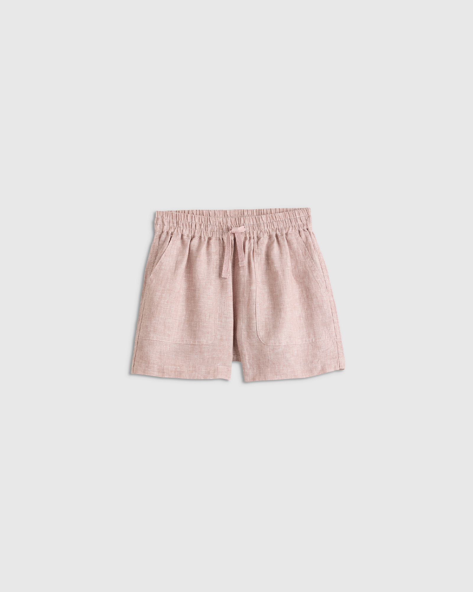 Vintage Pink Chambray 100% European Linen Drawstring Shorts