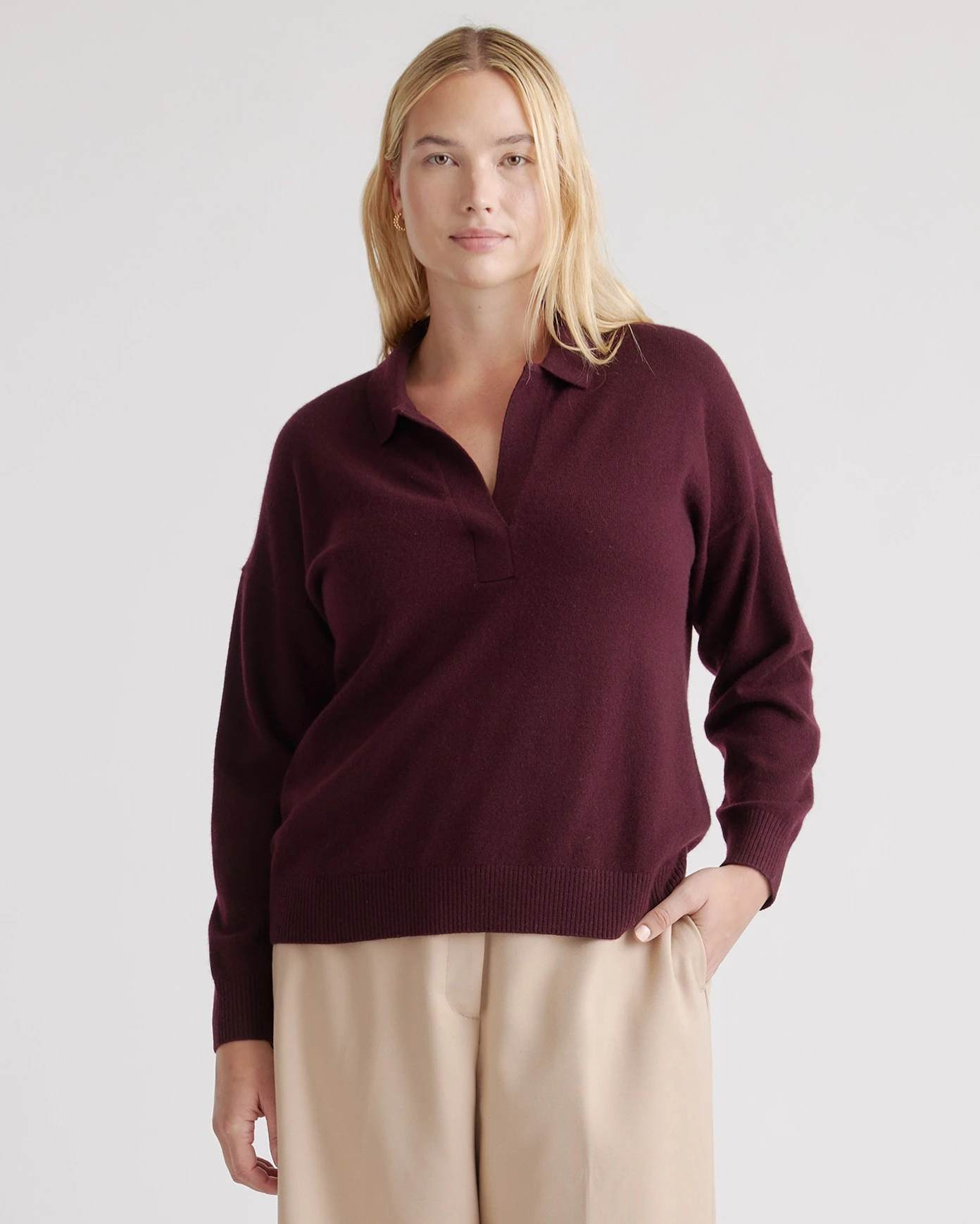 Women's Spring Mongolian Cashmere Polo Sweater