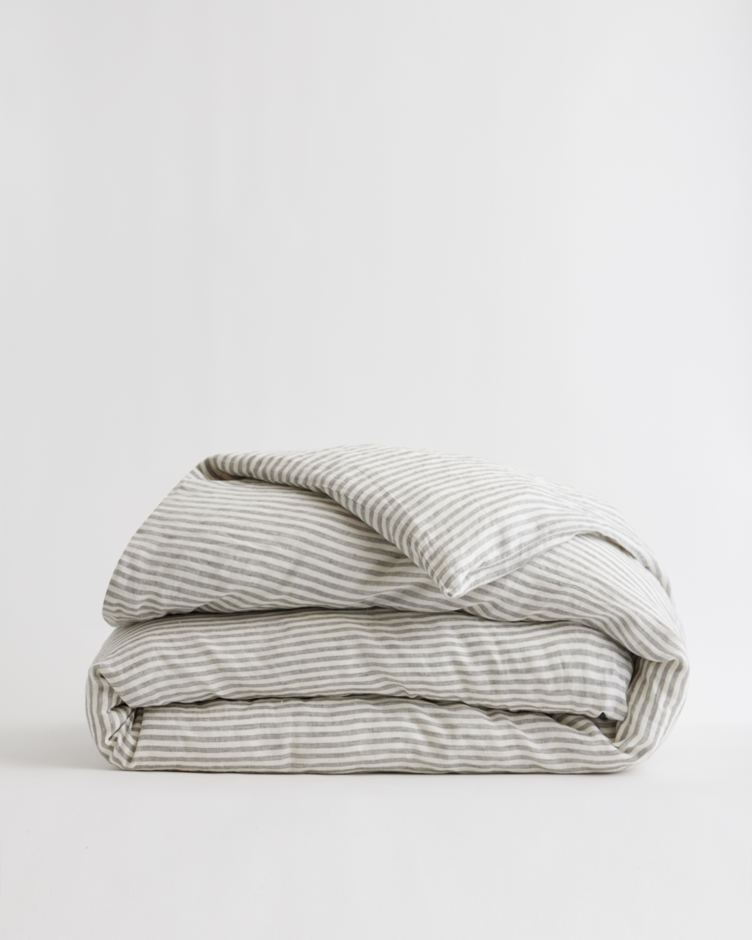 Grey/White Stripe European Linen Stripe Duvet Cover