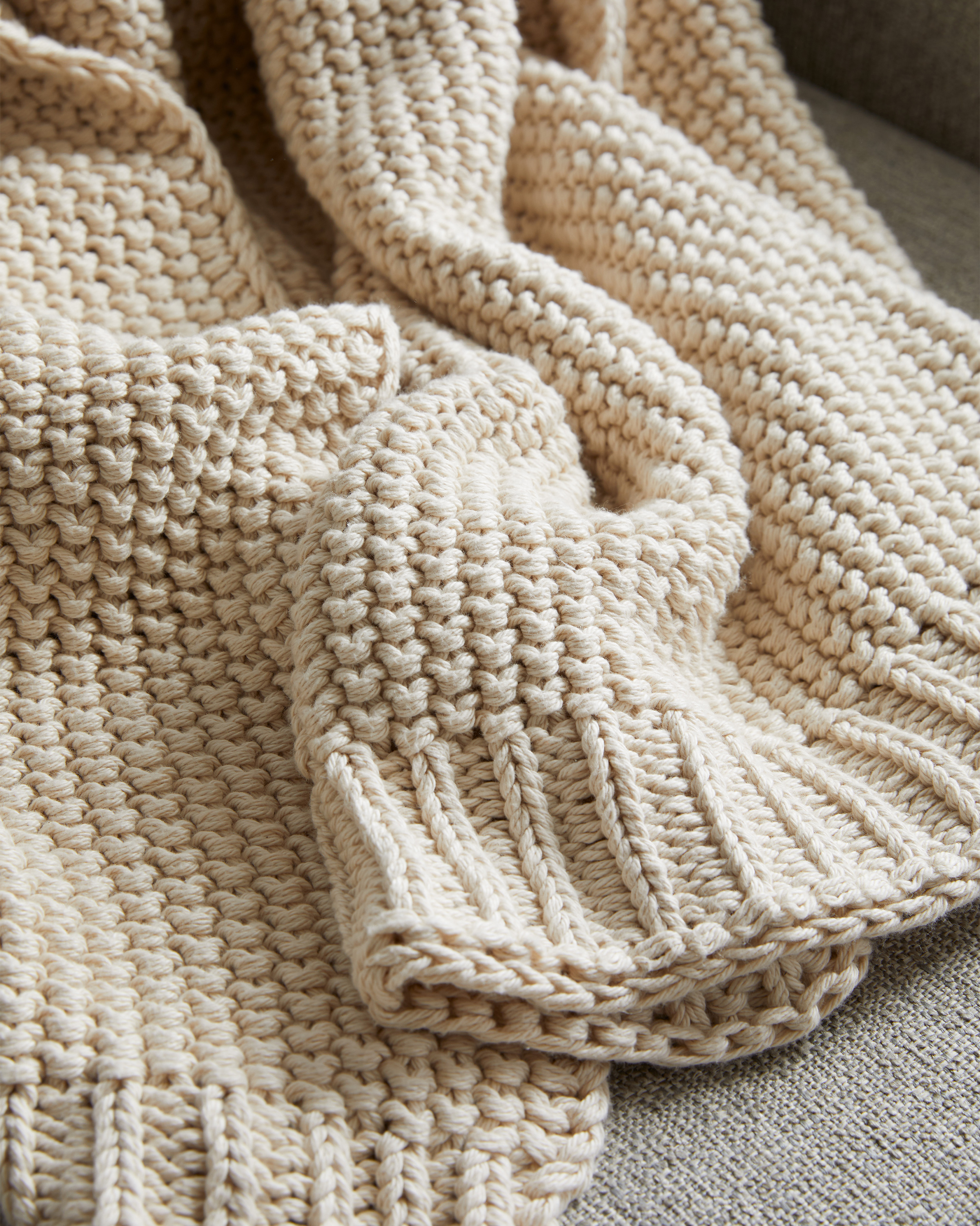 Cotton Fisherman Throw - Natural, 50x60