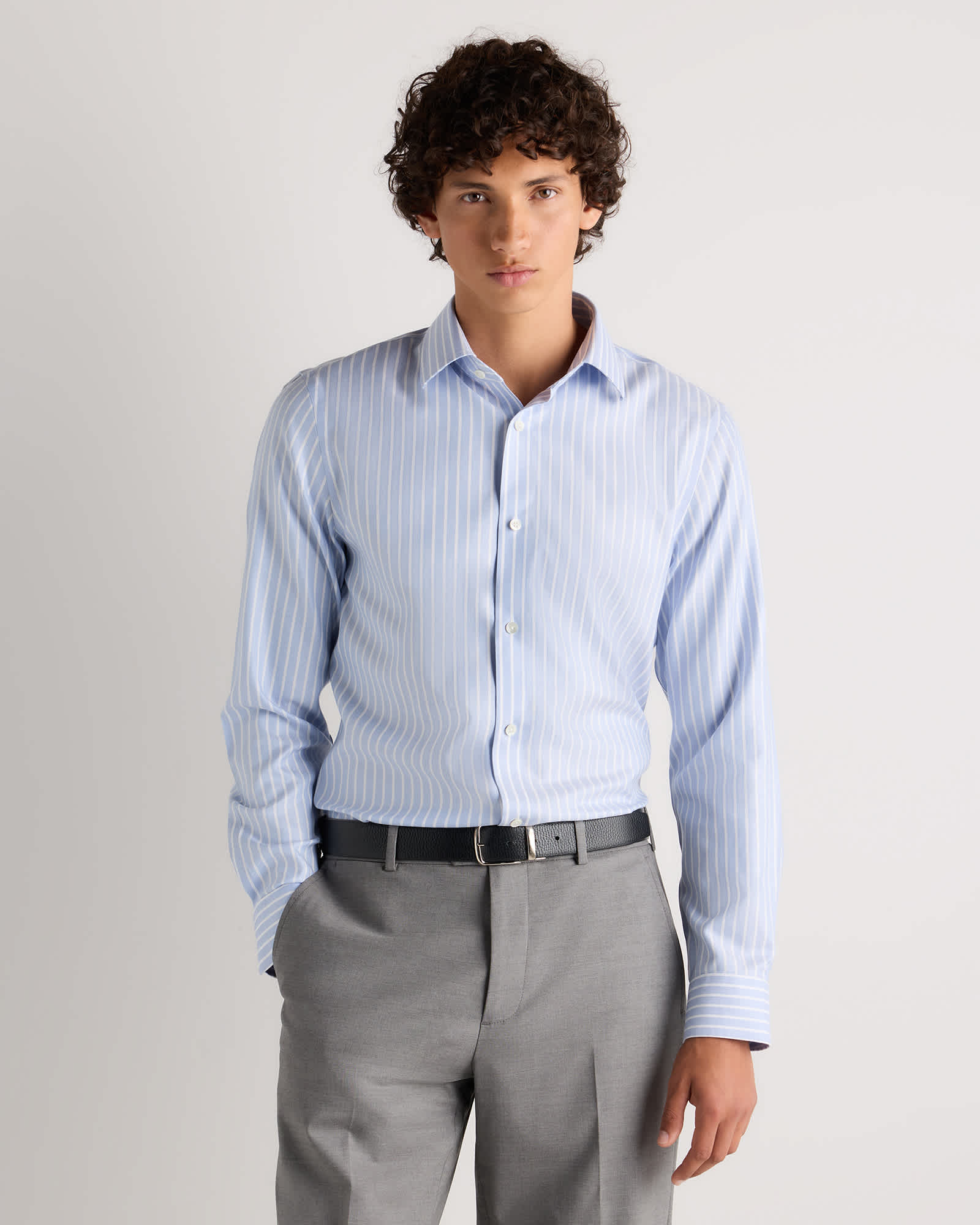 supima cotton dress shirts Non-Iron Supima Blue Pinpoint Shirt