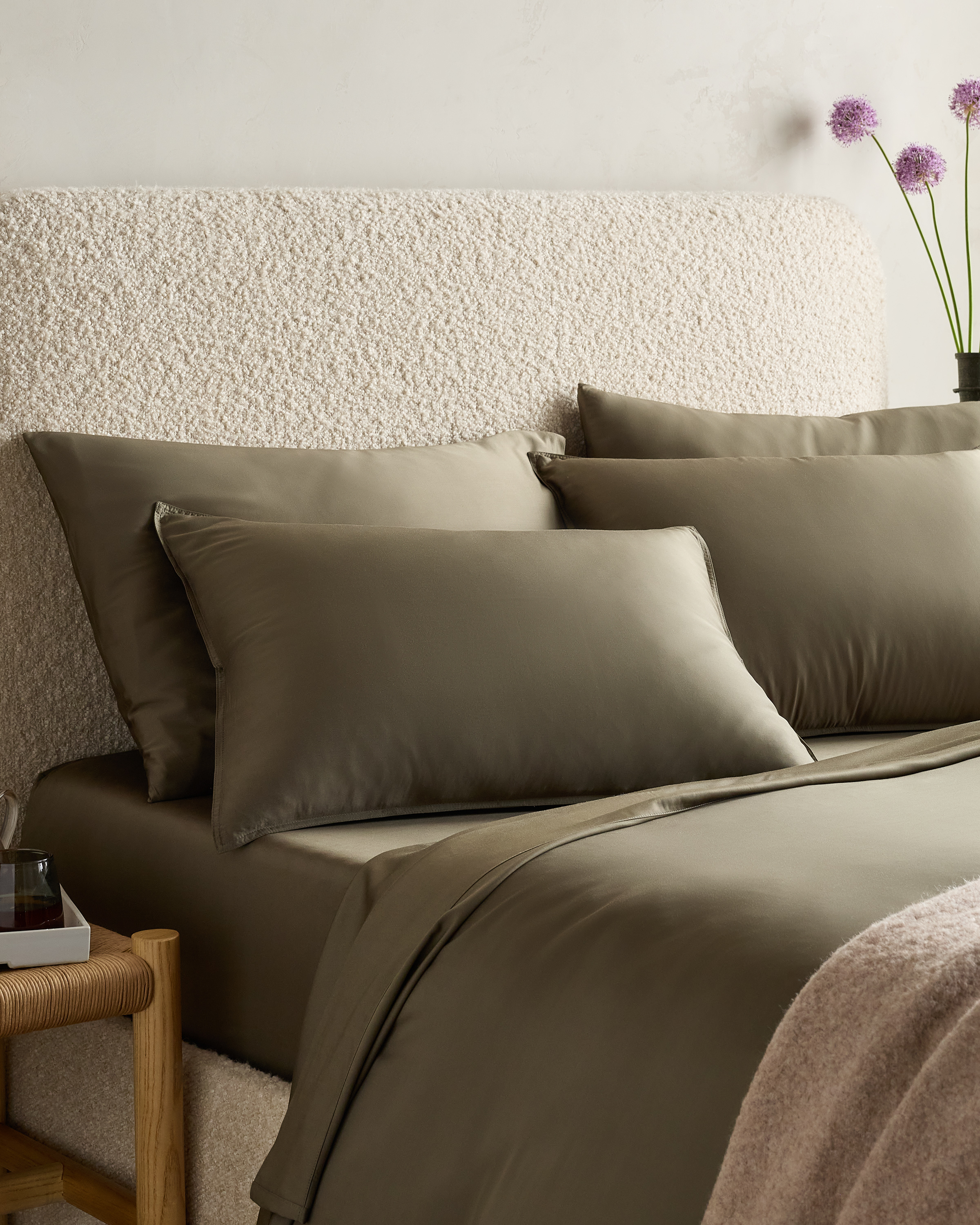 Dusty Olive Ensemble de taies décoratives en bambou