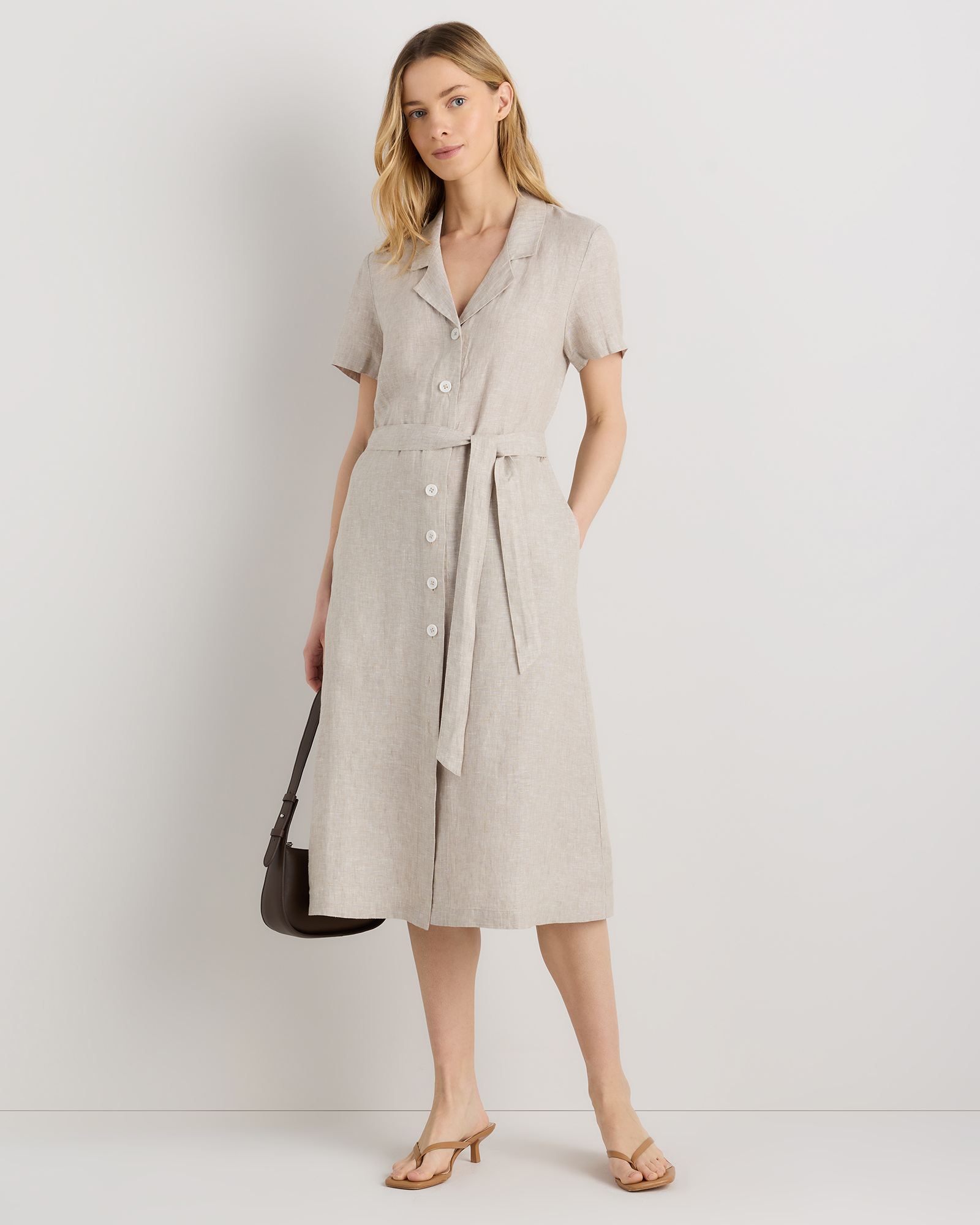 Flax 100% European Linen Button Front Dress