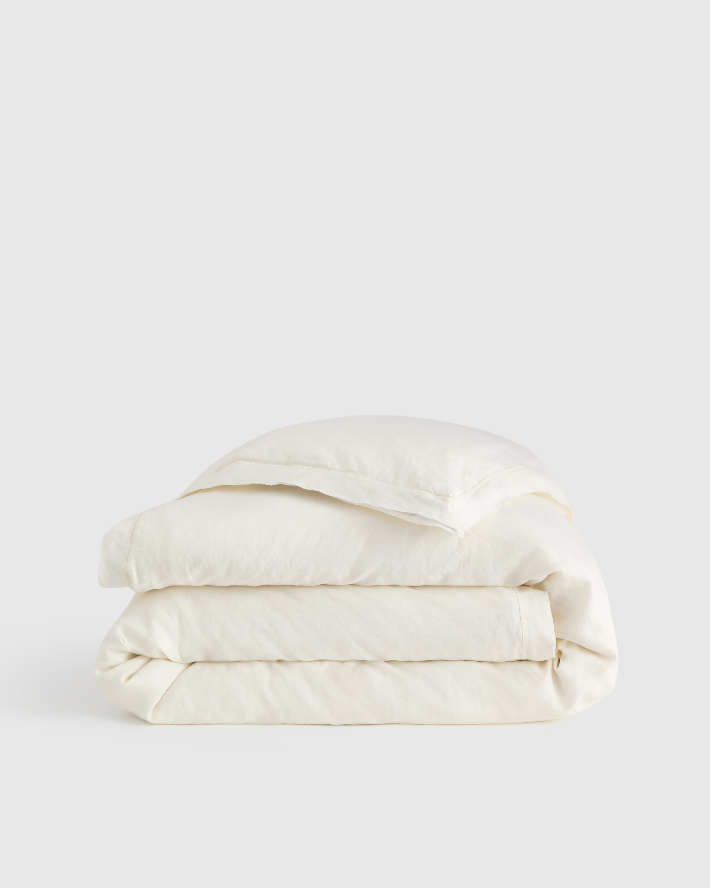 Ivory European Linen Double Flange Duvet Cover