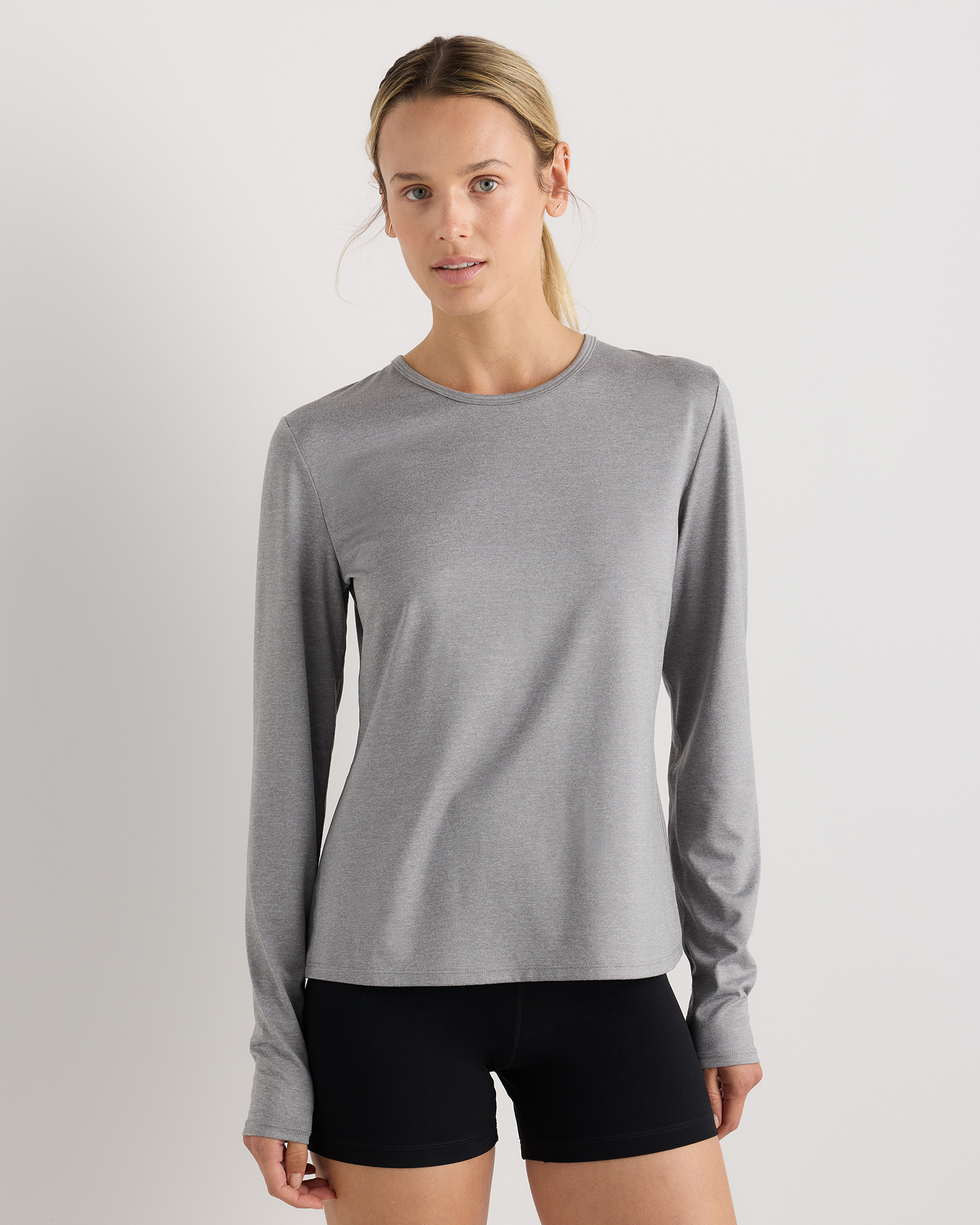 Heather Grey Flowknit Breeze Long Sleeve Top
