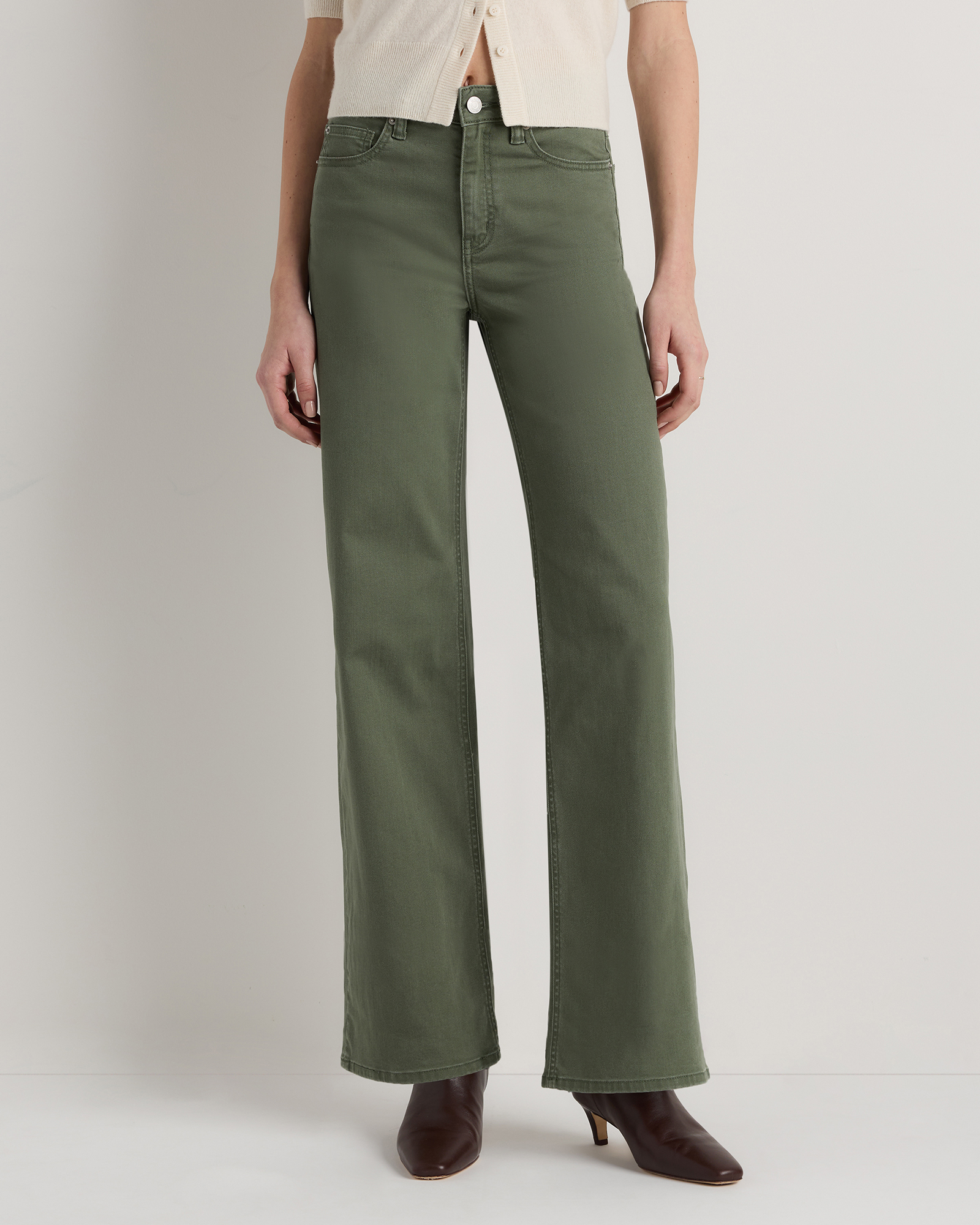 Loden Green Bella Stretch Wide Leg Jeans