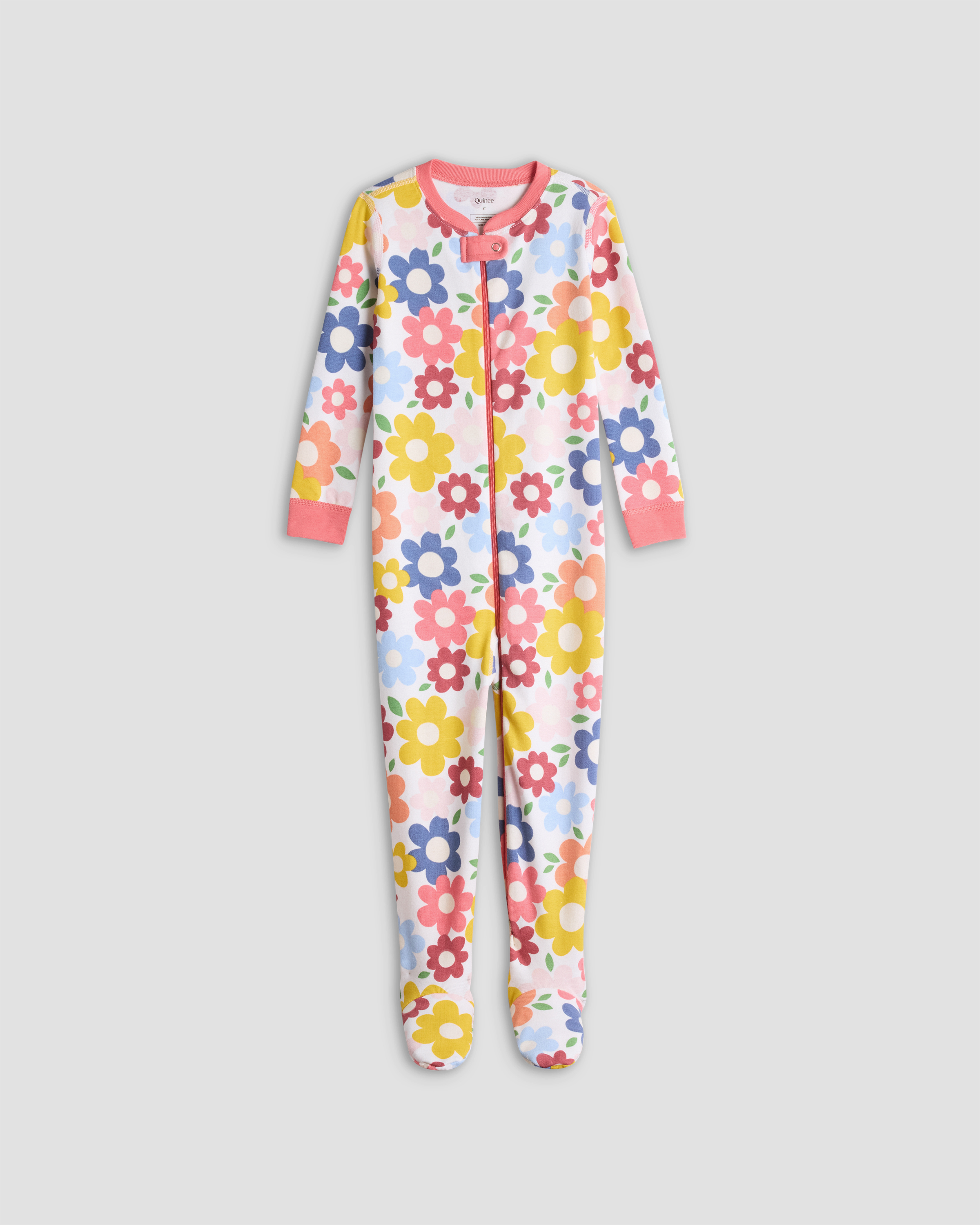 Pop Floral 100% Organic Cotton Footie Pajama