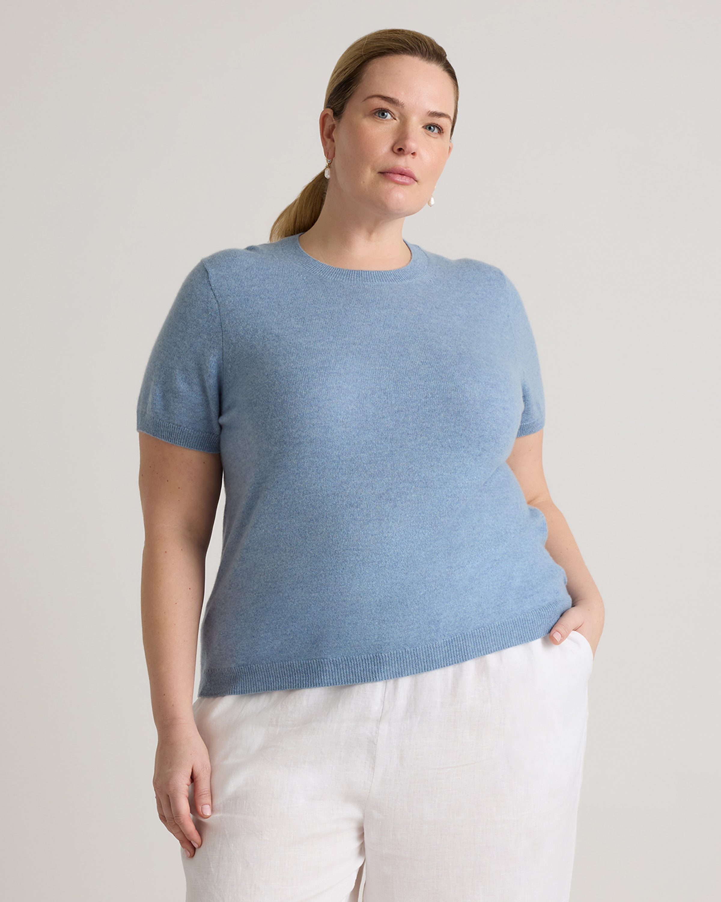 Faded Denim Mongolian Cashmere Tee