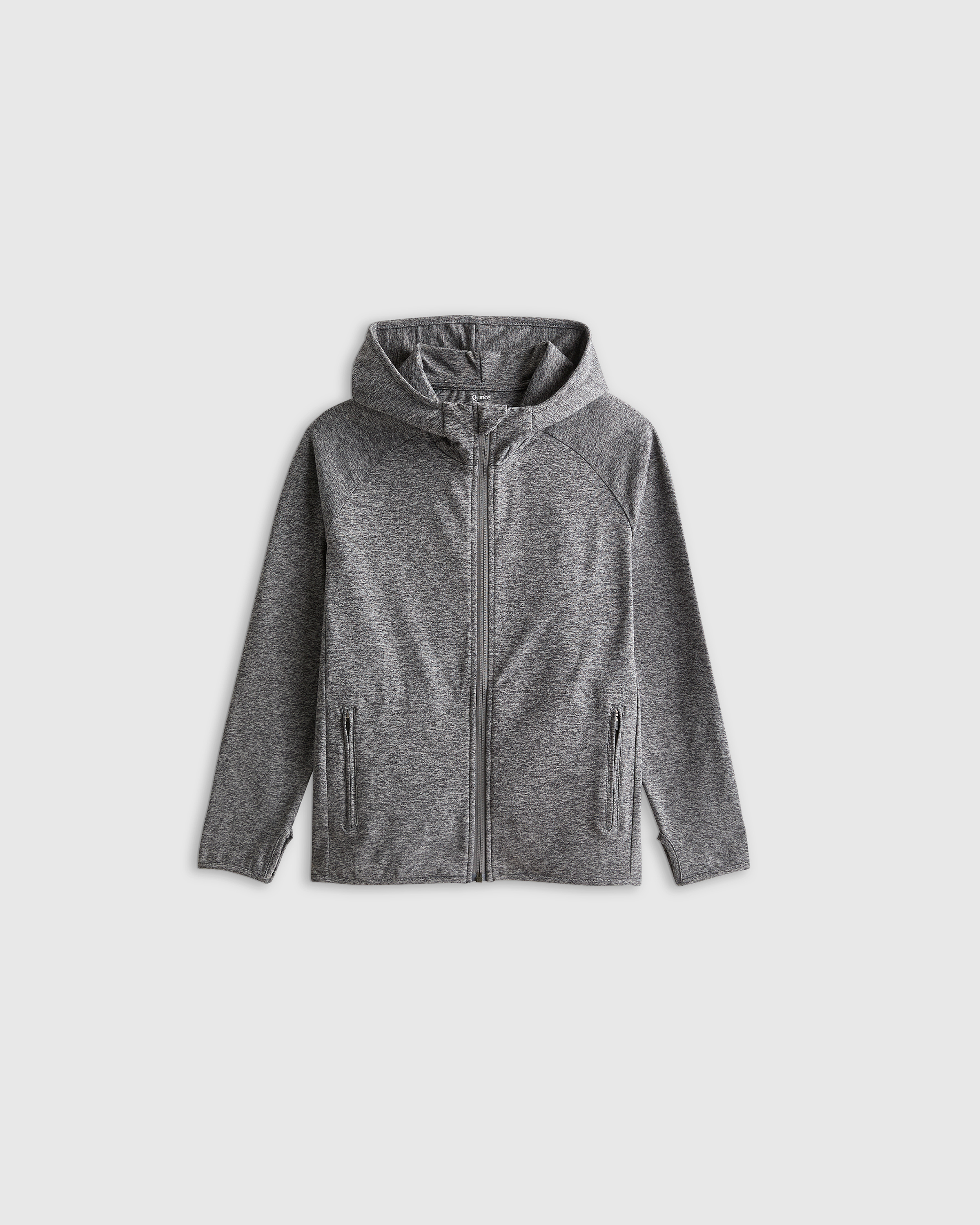 Quince Flowknit Full Zip Hoodie In Gray
