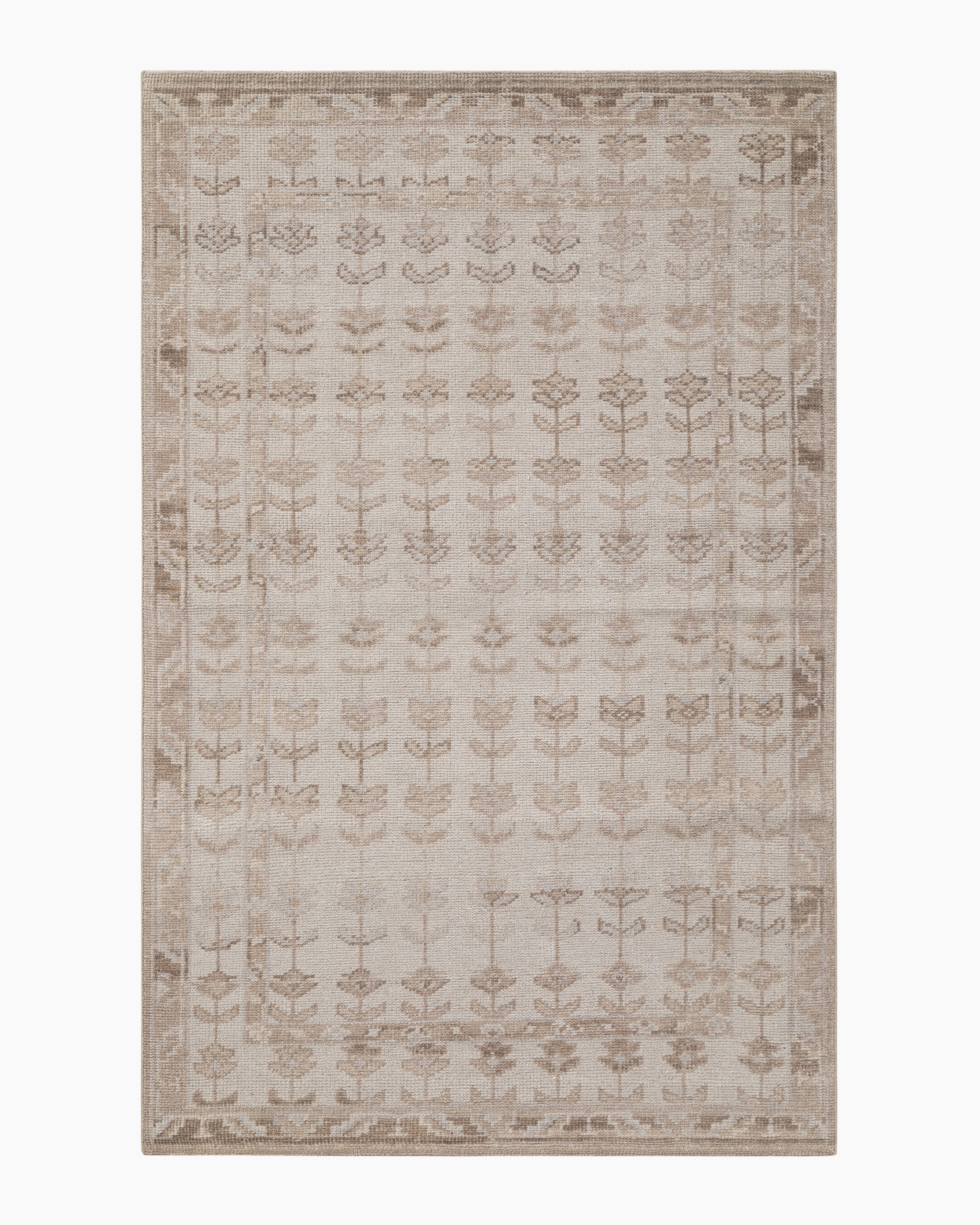 Beige Mabel Hand-Knotted Wool Rug 