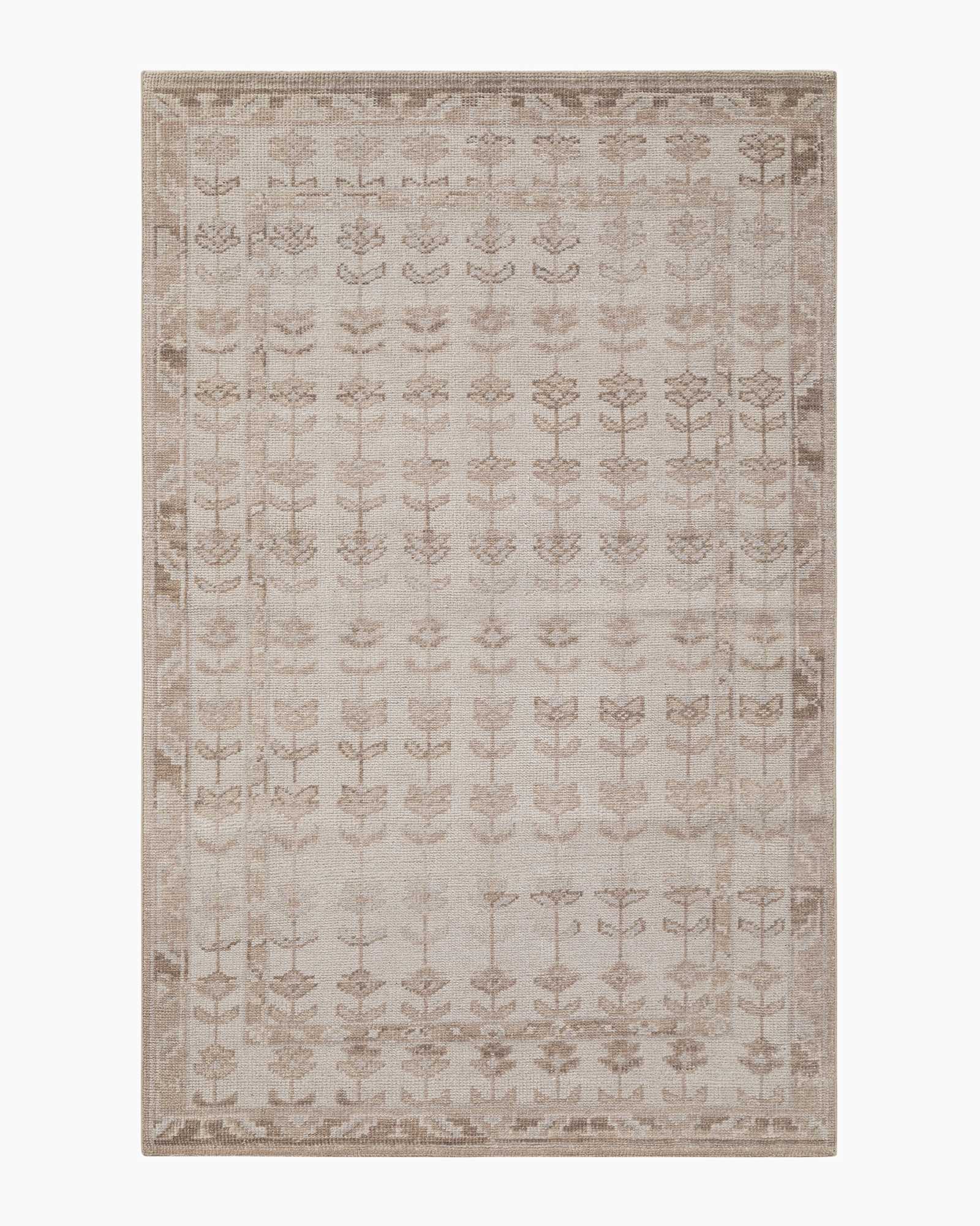 Beige Mabel Hand-Knotted Wool Rug