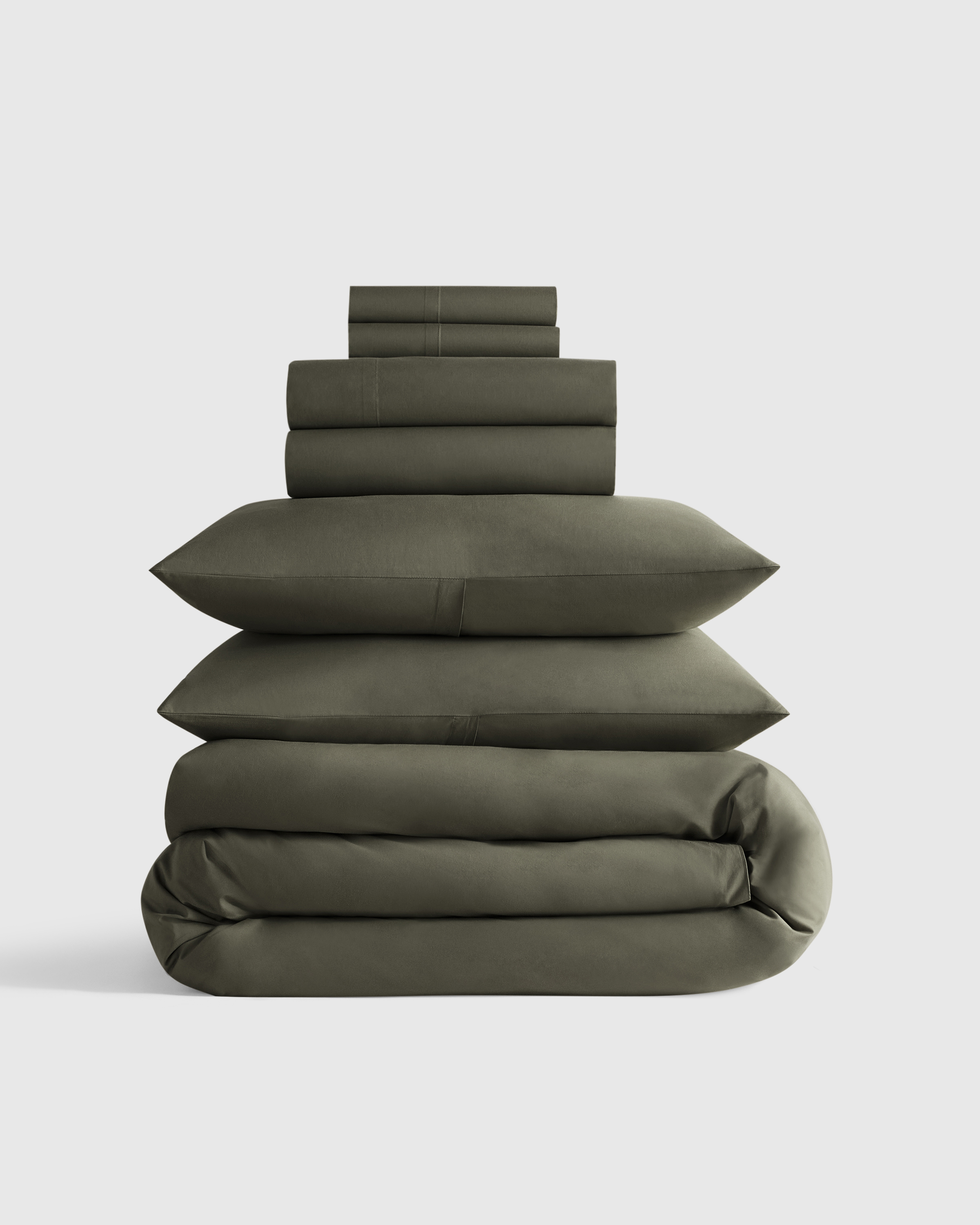 Dusty Olive Classic Organic Percale Deluxe Bedding Bundle