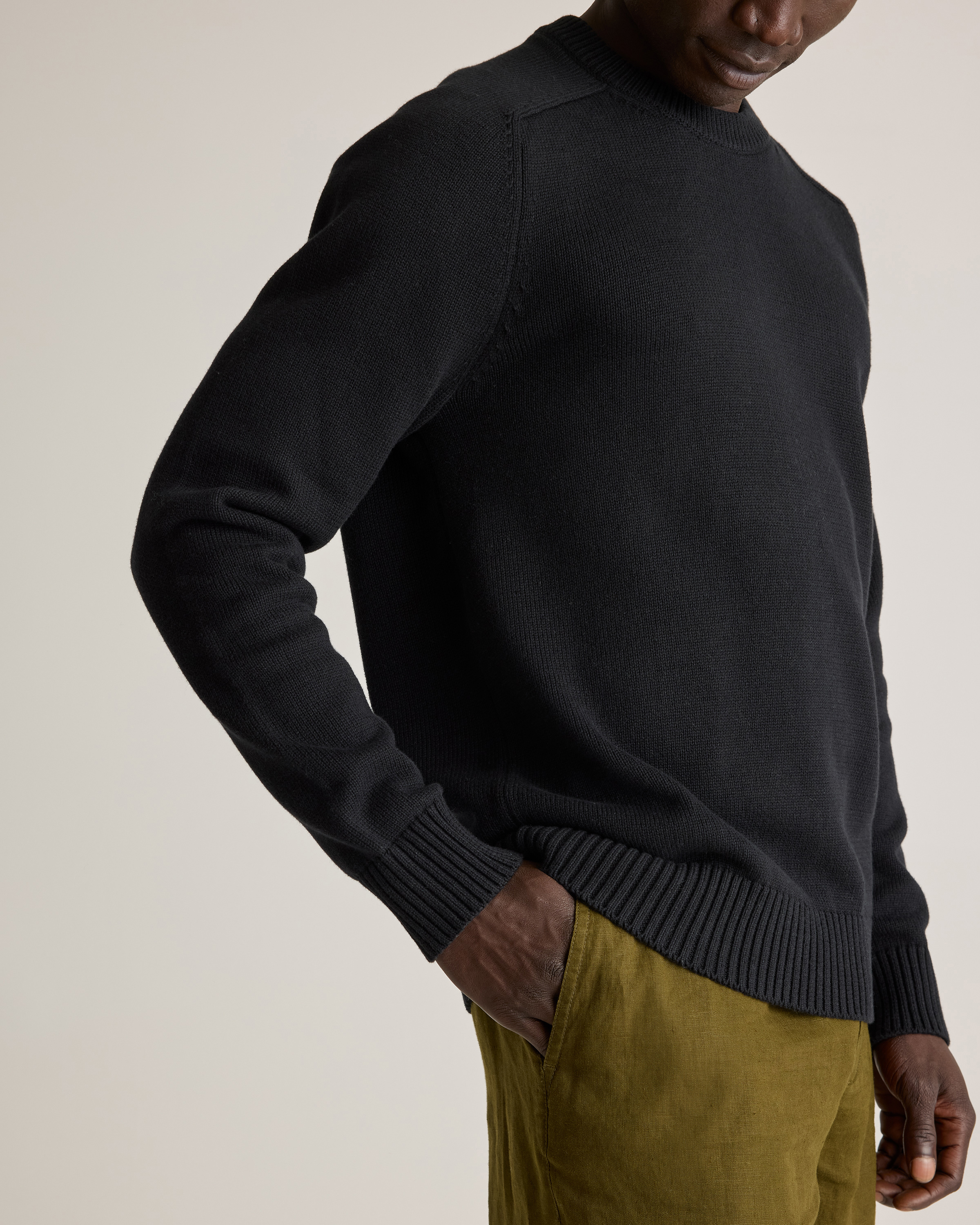 COMOLI Cotton Lined Crew Neck, Black – Navyblue