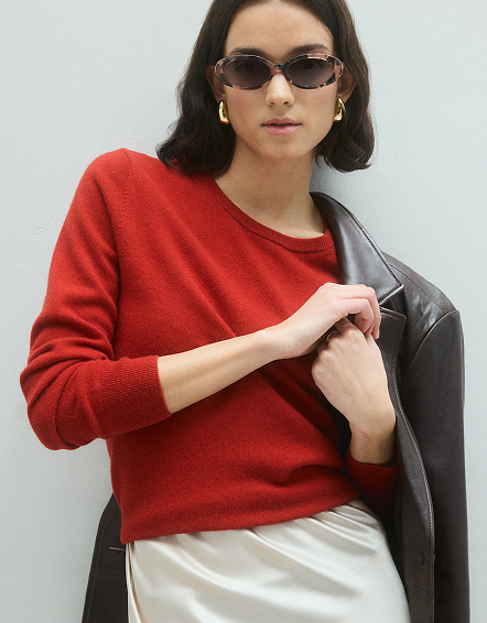 Varsity Red Mongolian Cashmere Crewneck Sweater