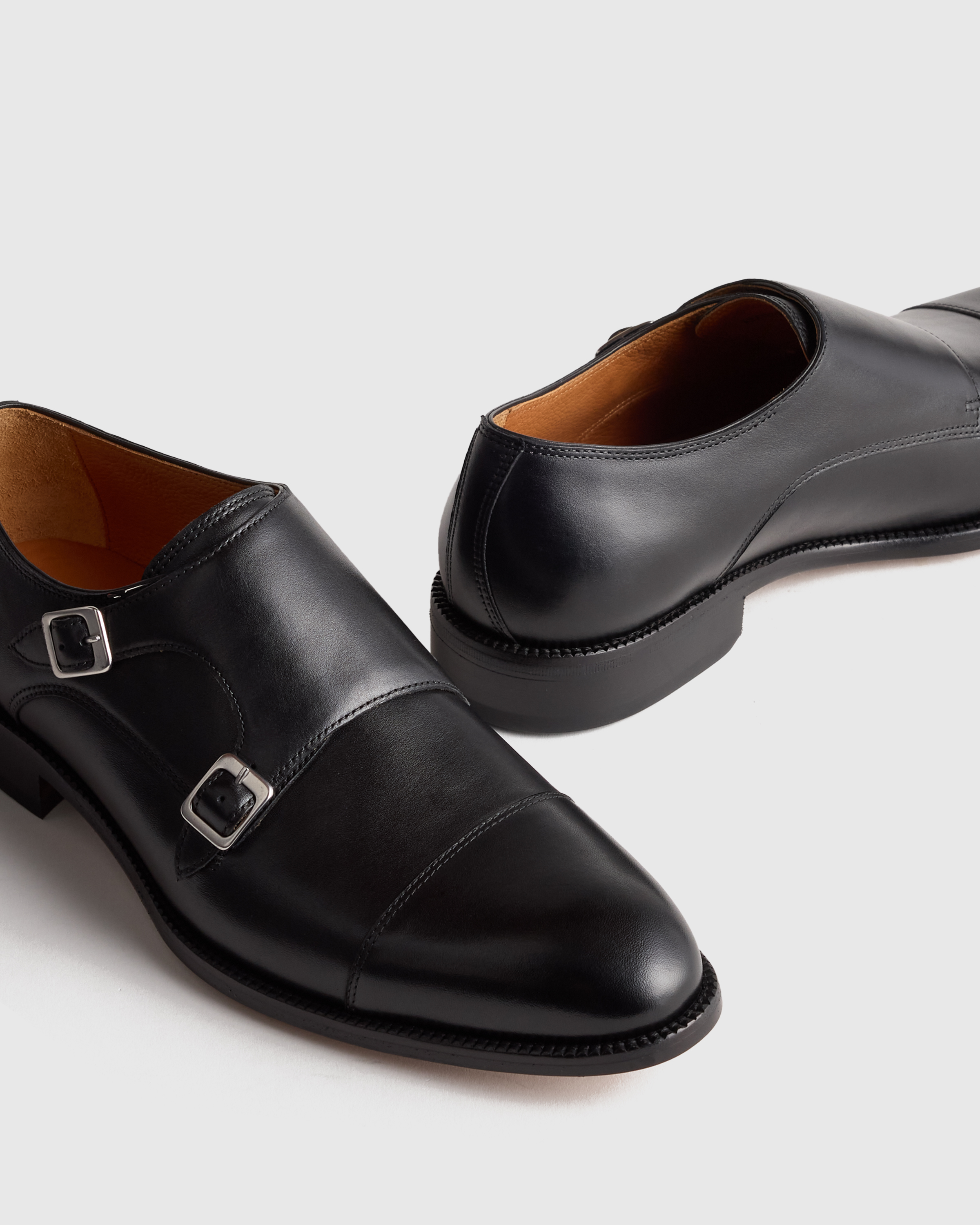 Alessandro Vasini Men\'s Black SPAZZOLATO‎ Leather Monk Strap Shoes US 8 Black  main image 4