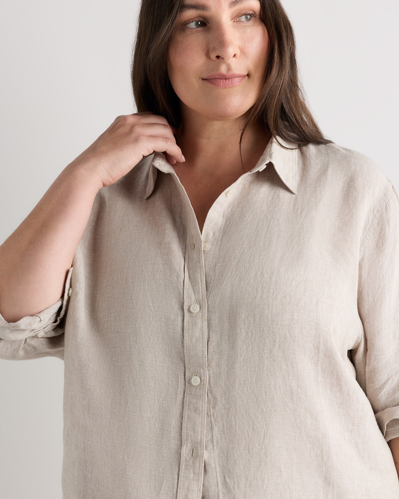 Extended Sizes 100% European Linen Long Sleeve Shirt - Plus Size