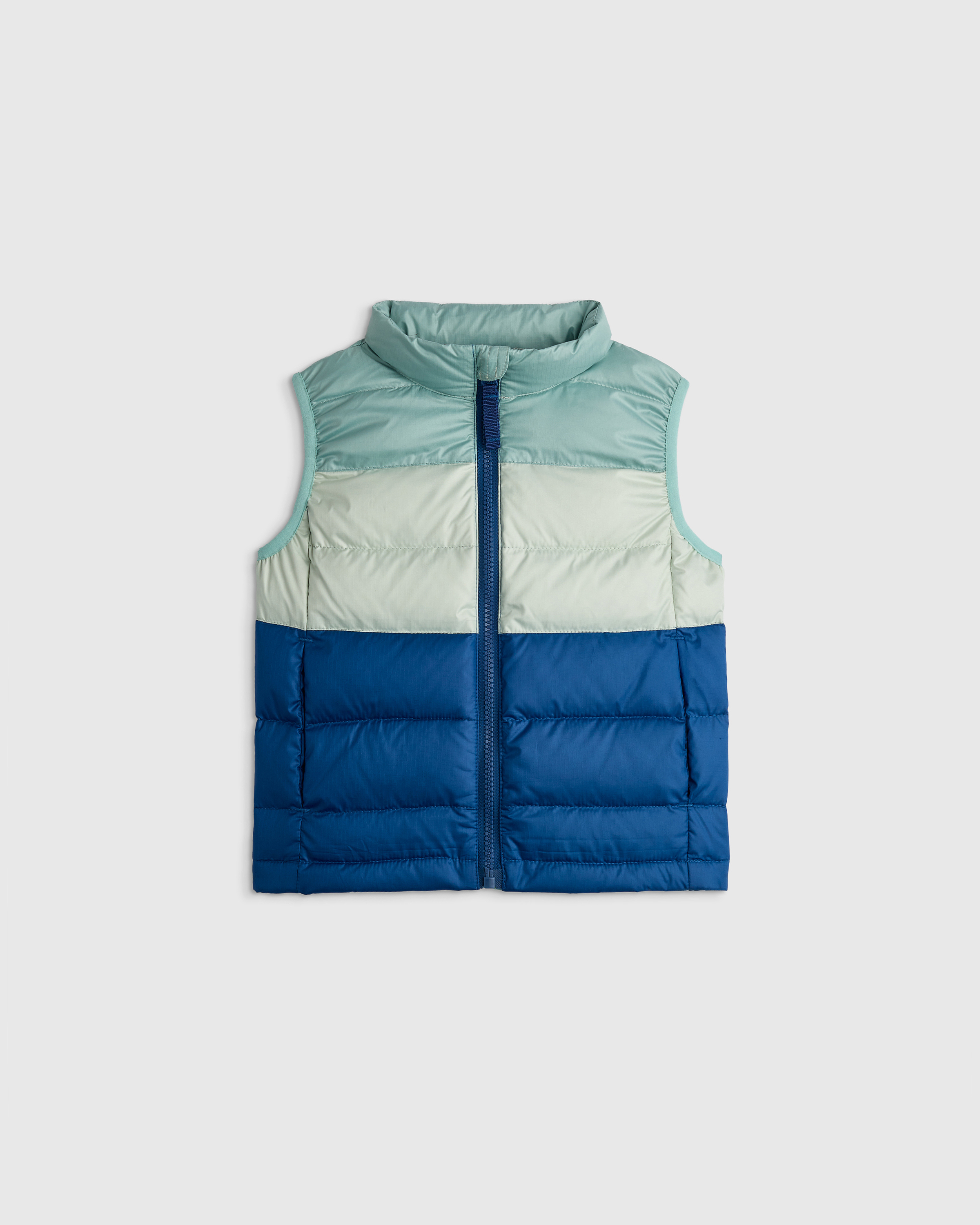 Blue Colorblock Lightweight Down Puffer Vest