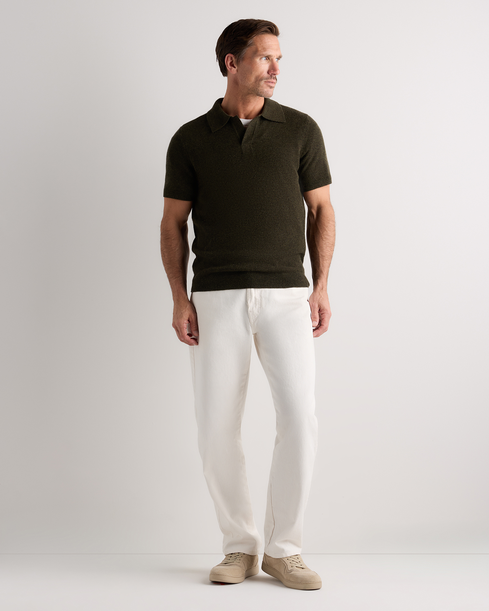 100% Mongolian Cashmere Johnny Collar Sweater Polo Sweater