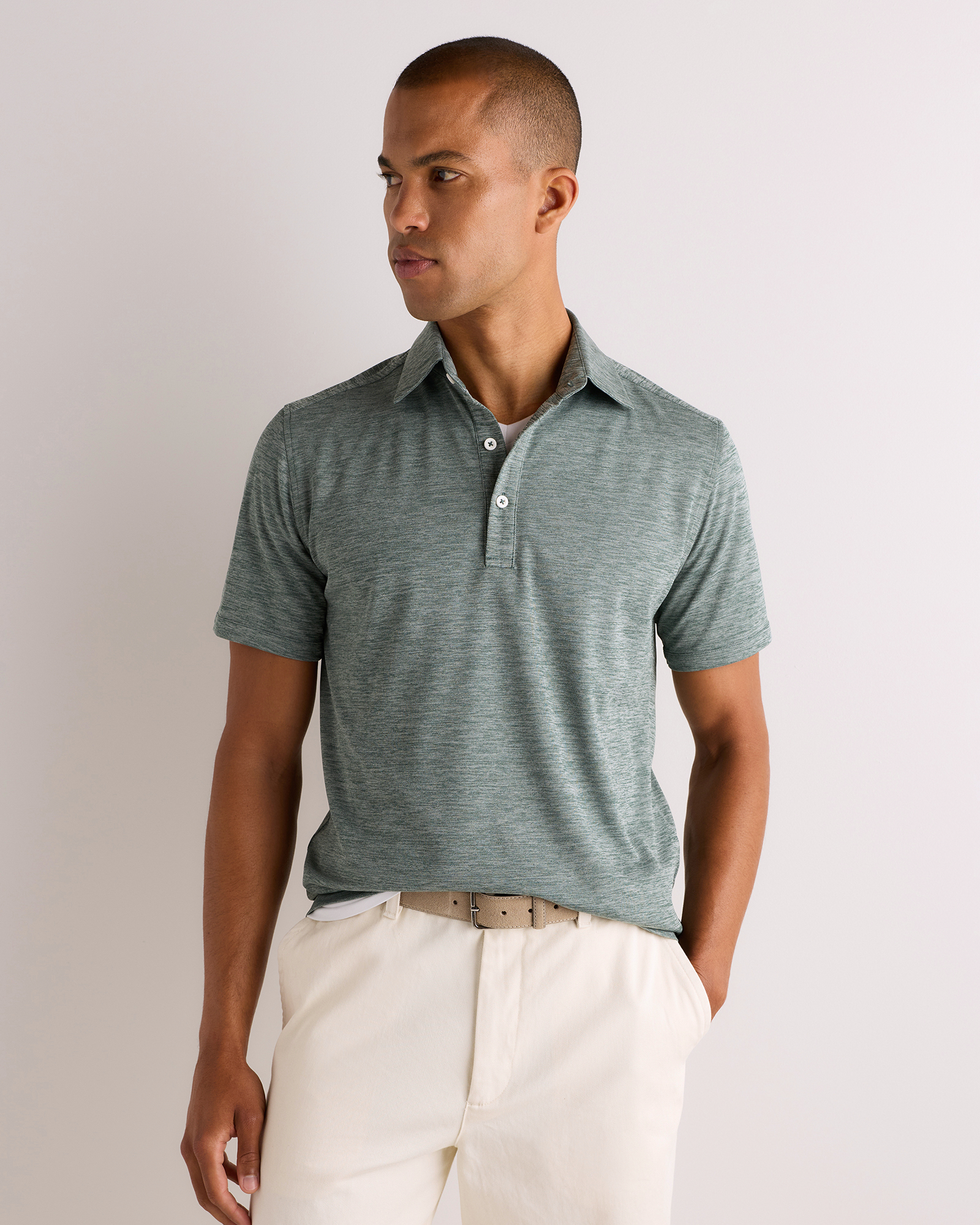 Pine Green Commuter Stretch Pique Polo