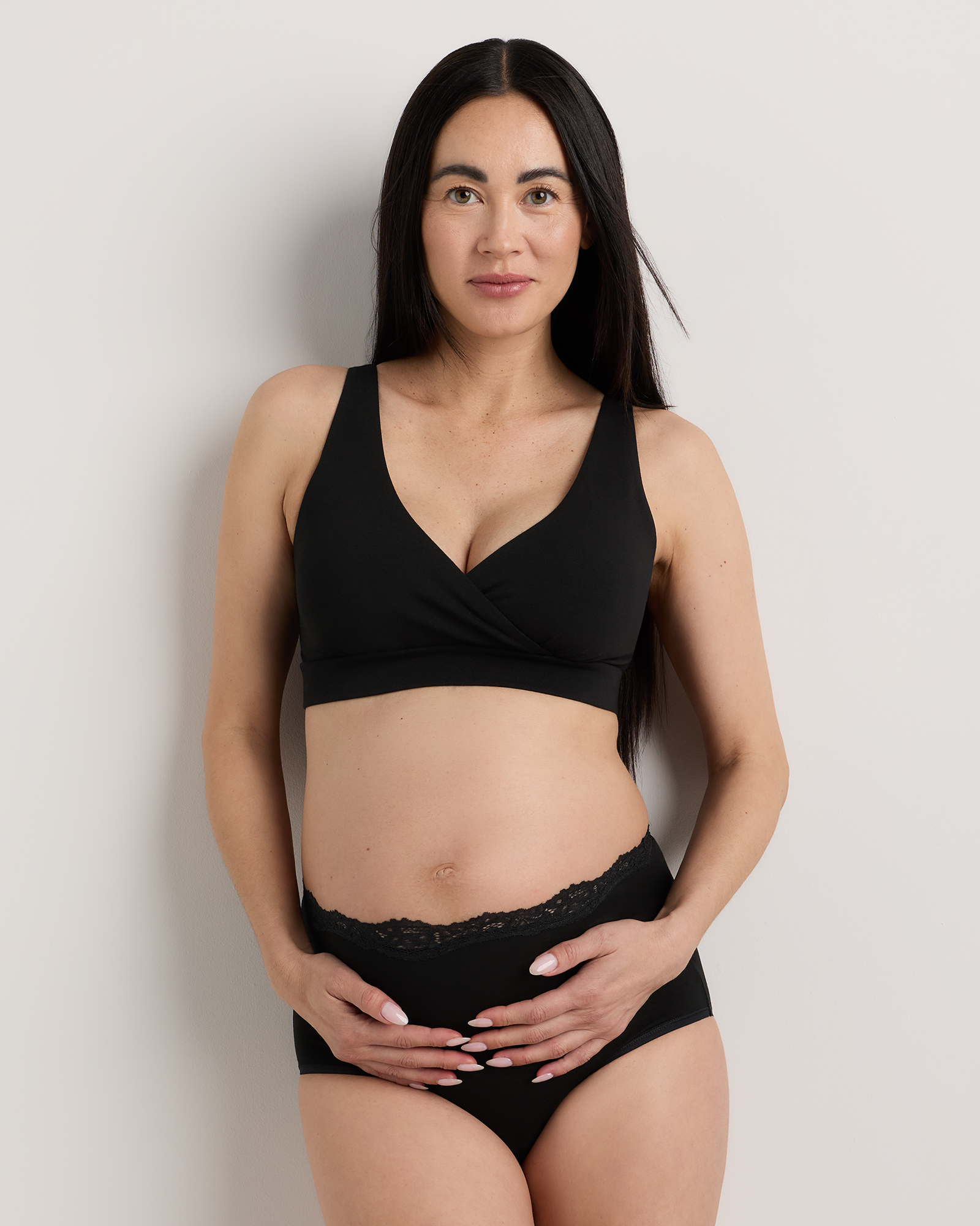 Black Soutien-gorge d'allaitement et de nuit en coton biologique (paquet de 2)