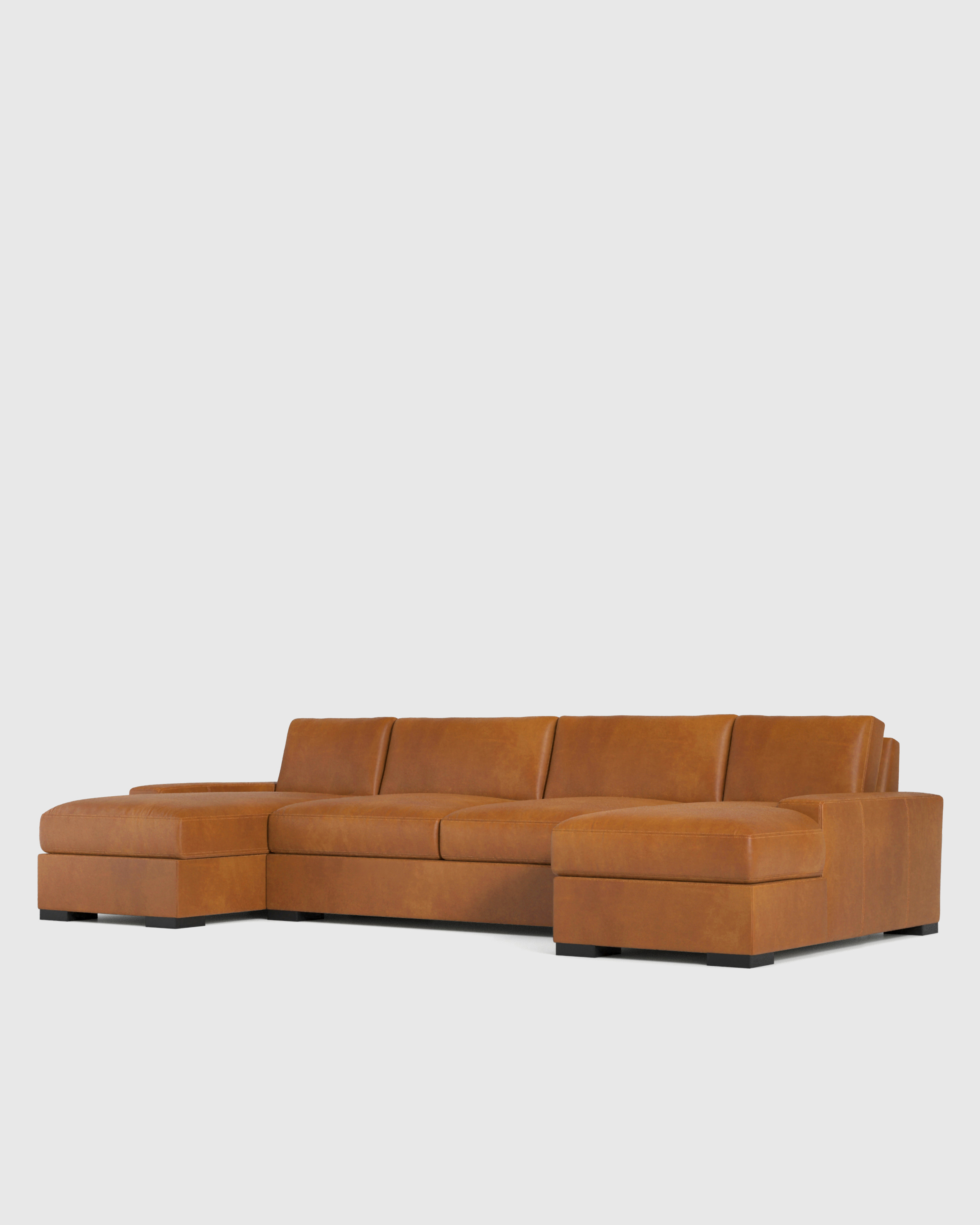 Stillman- Leather 134 U Sectional Auburn Front angle 1 Deep Seat