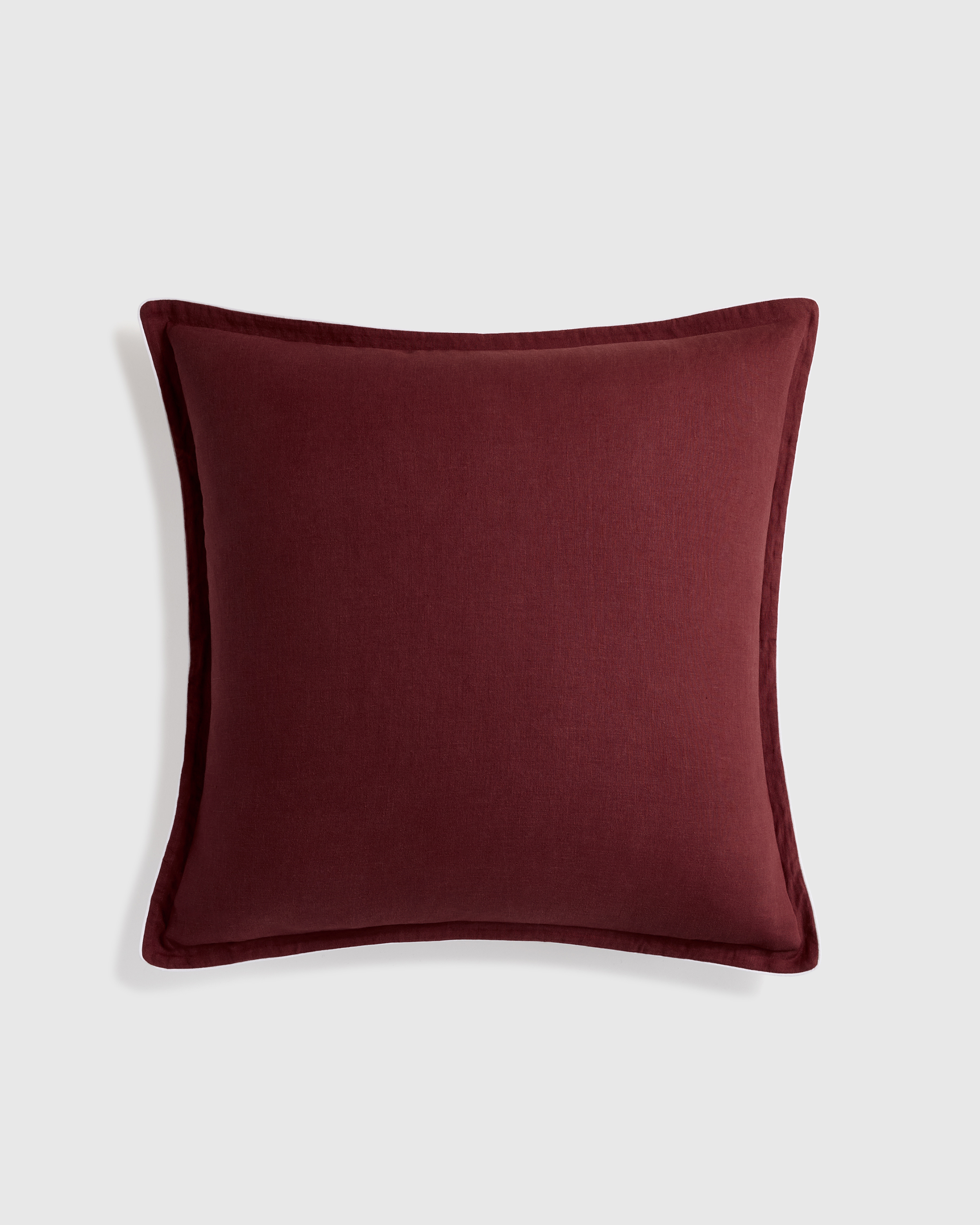 Burgundy/White European Linen Piped Euro Sham 